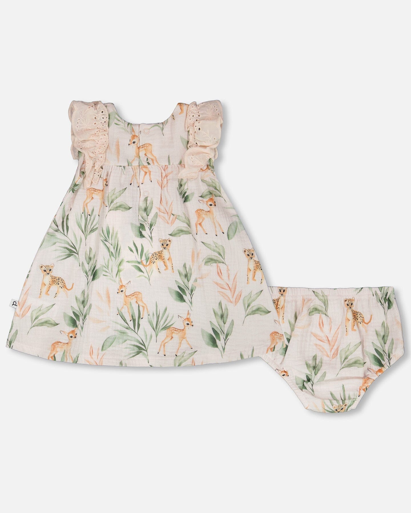 Muslin Dress And Bloomer Set Peach Deer Print