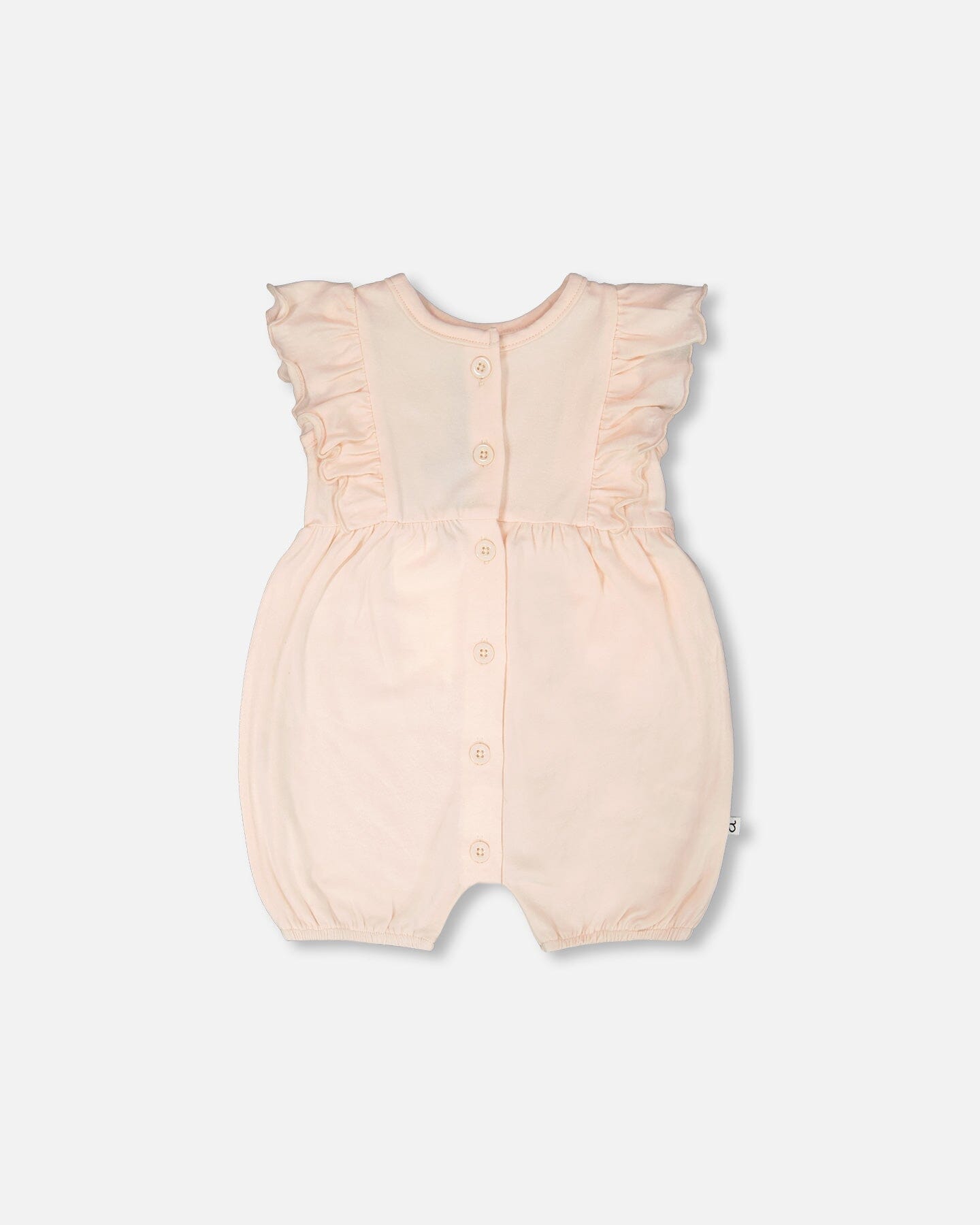 Organic Cotton Jersey Romper With Frills Peach