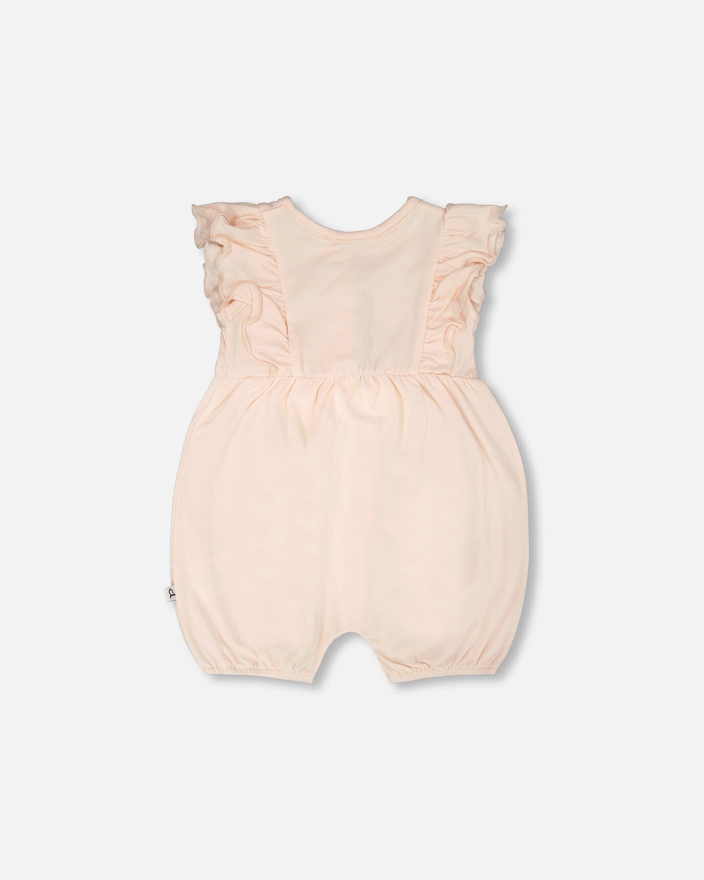Organic Cotton Jersey Romper With Frills Peach