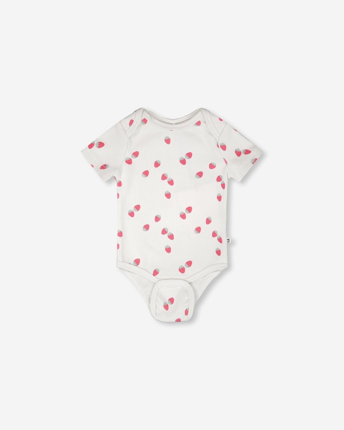 Evolutive Cotton Rib Jersey Onesie White Printed Strawberries