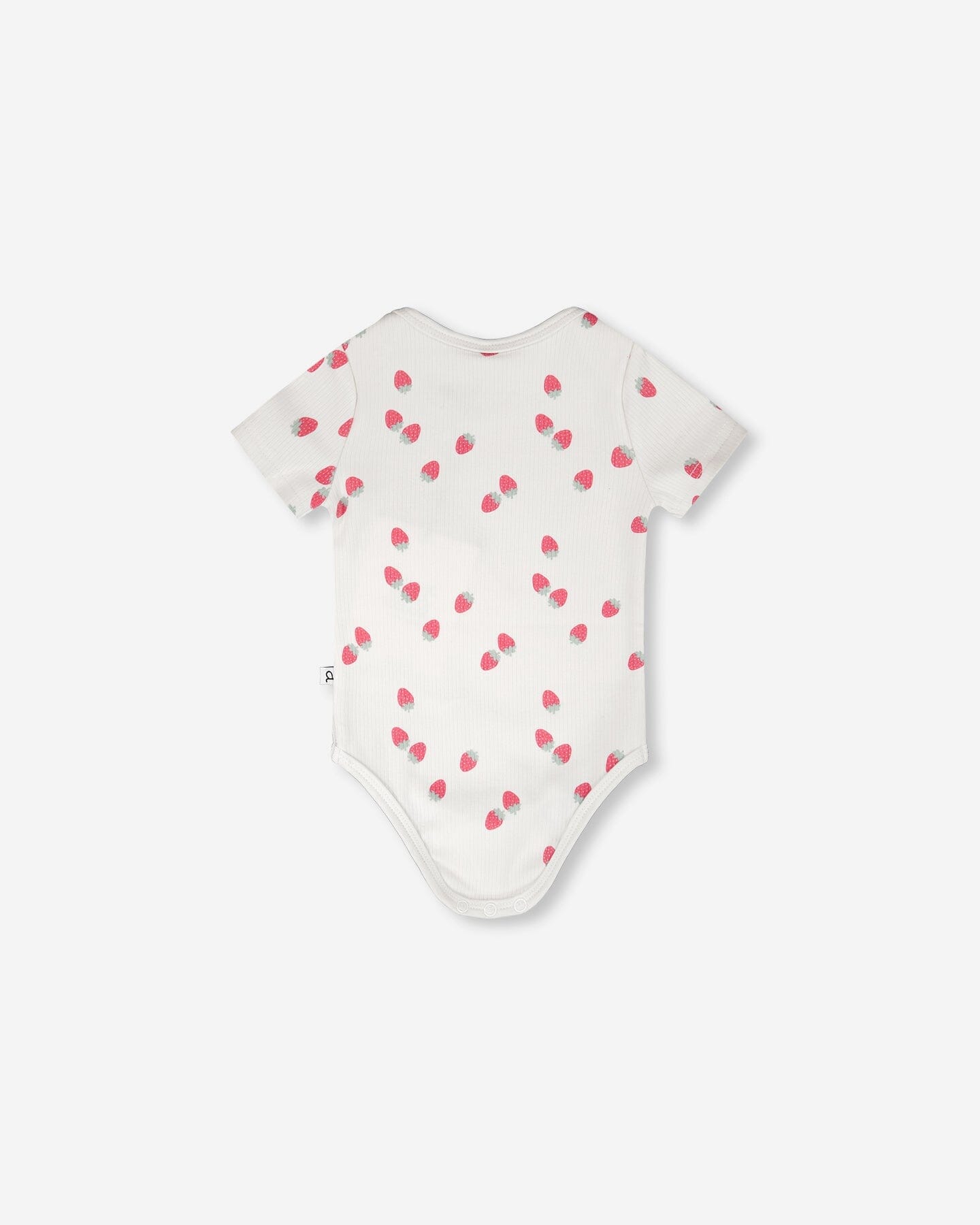 Evolutive Cotton Rib Jersey Onesie White Printed Strawberries