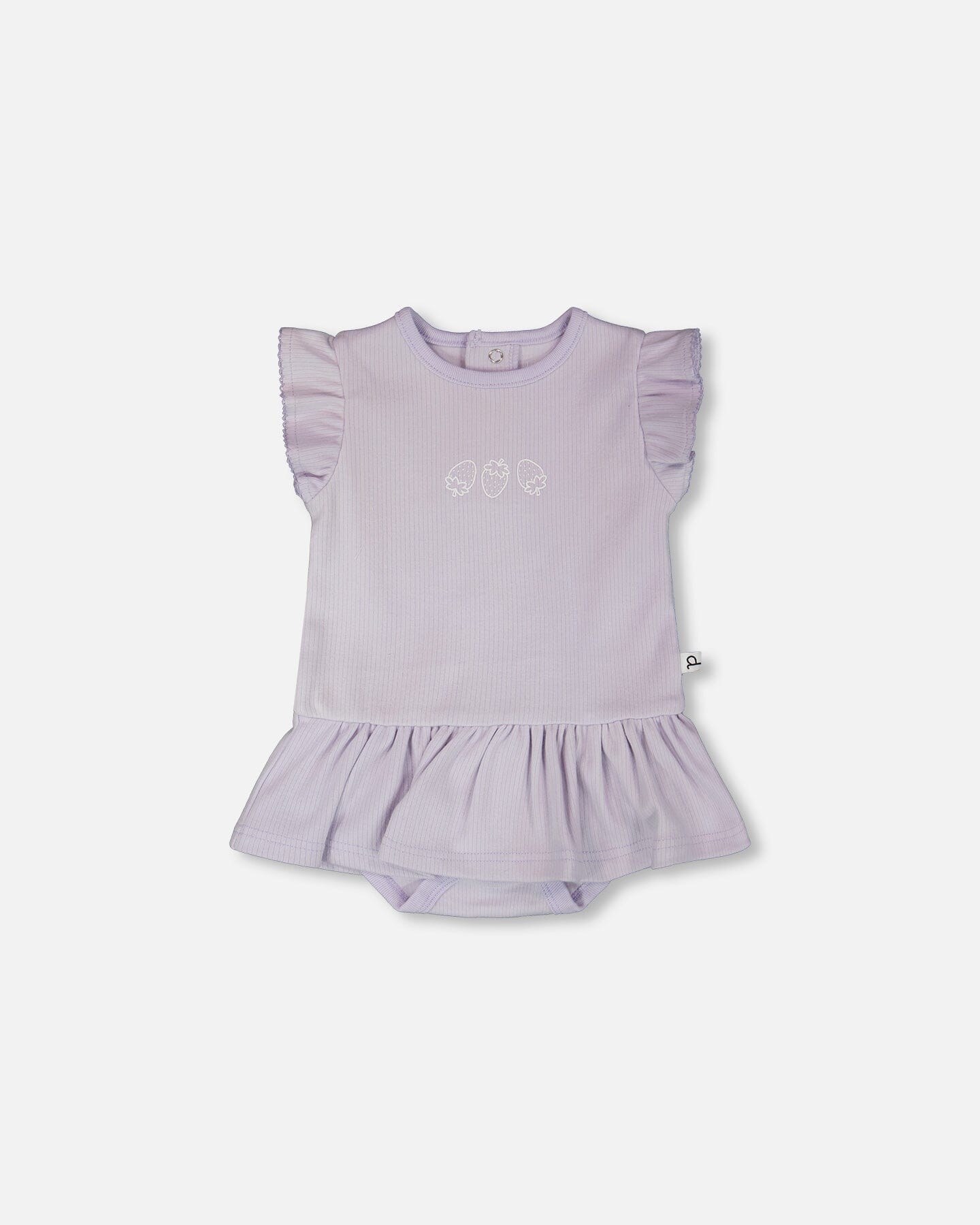 Cotton Rib Jersey Romper With Frill Lilac