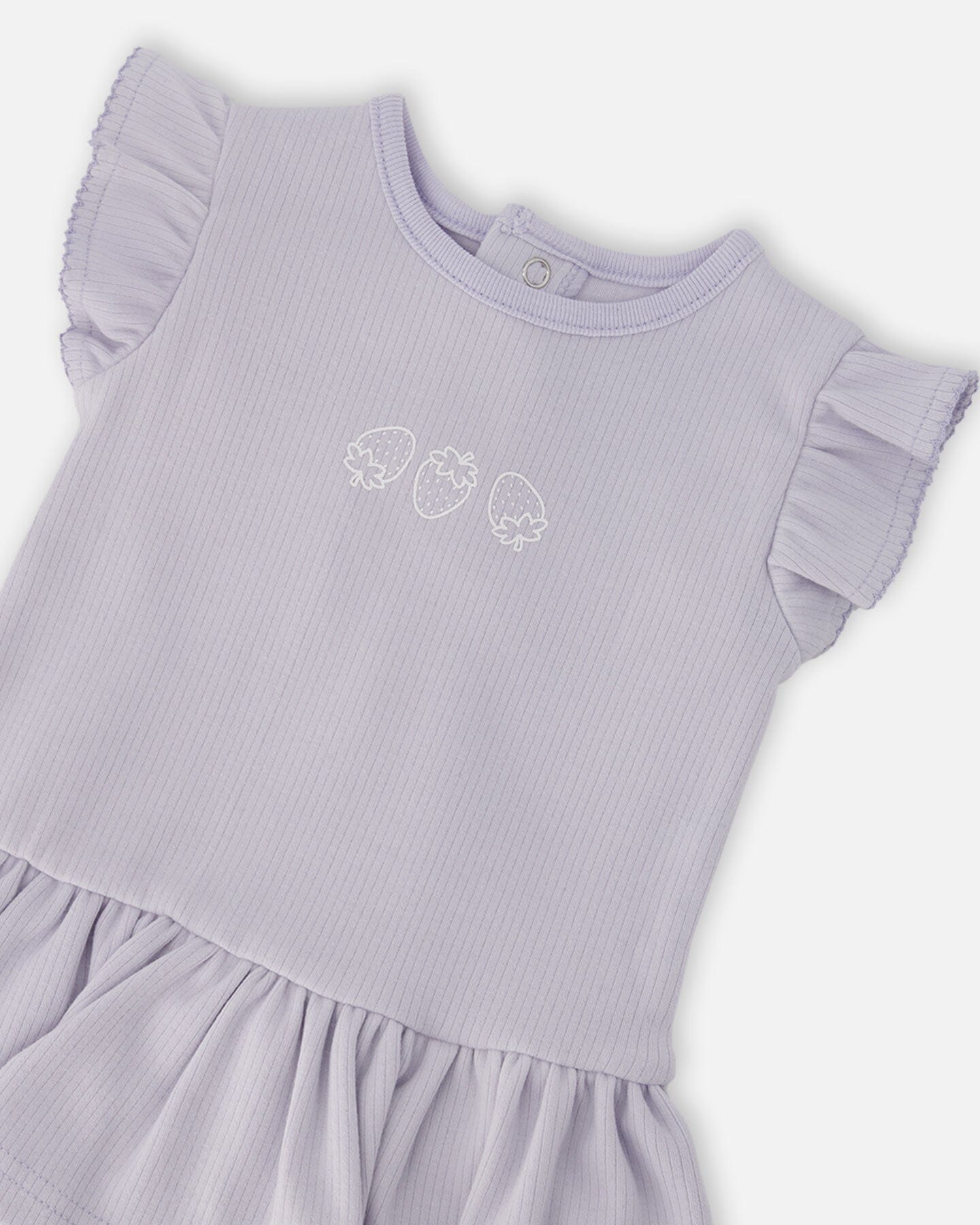 Cotton Rib Jersey Romper With Frill Lilac