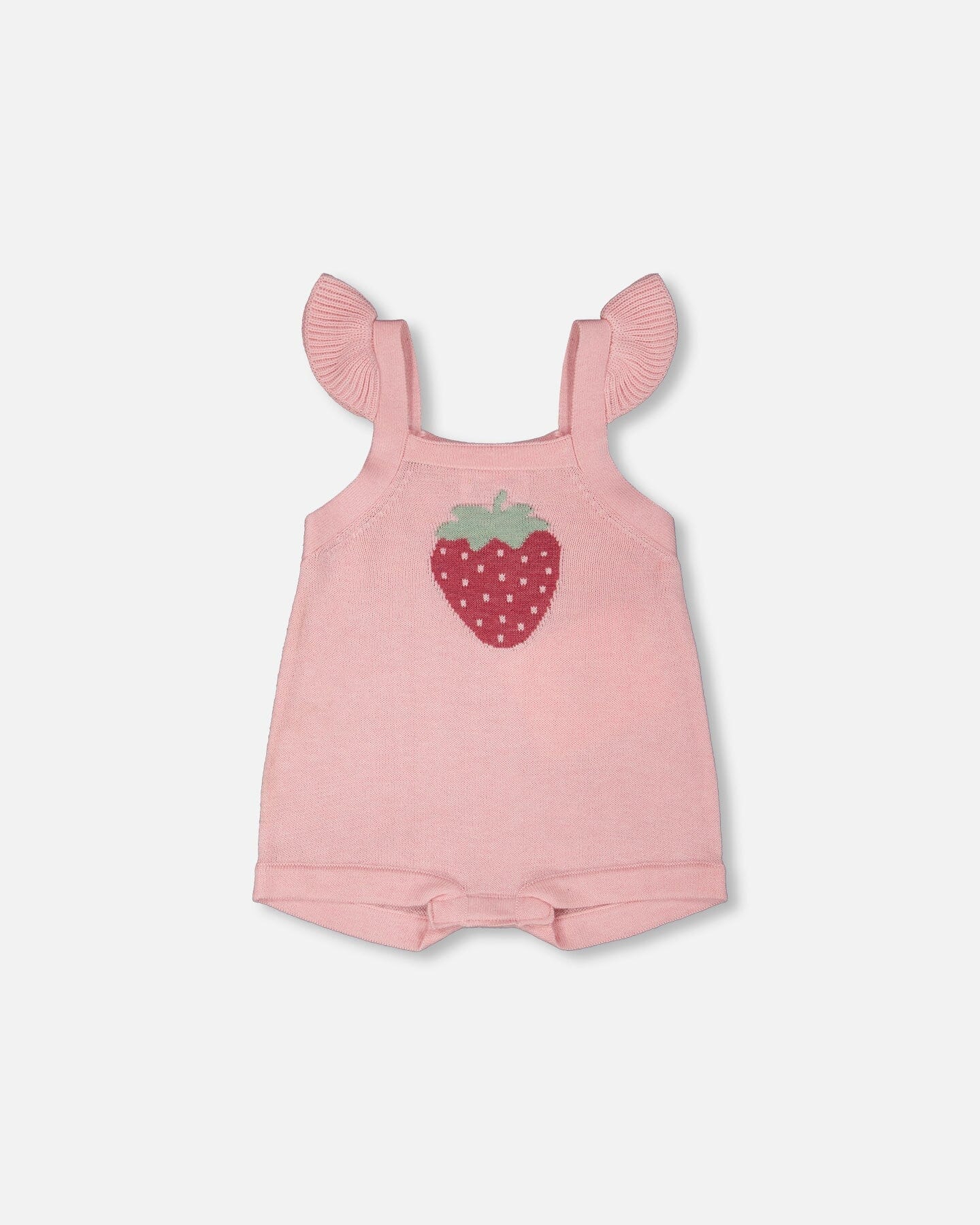 Knit Strawberry Romper Light Pink