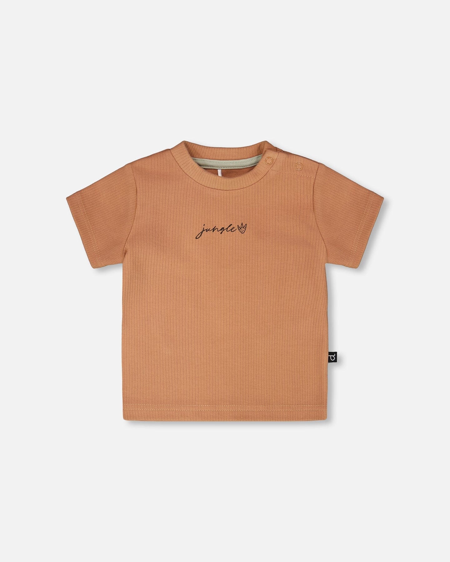 Cotton Rib Jersey T-Shirt And Organic Cotton Jersey Short Set Caramel And Beige Zebra Print
