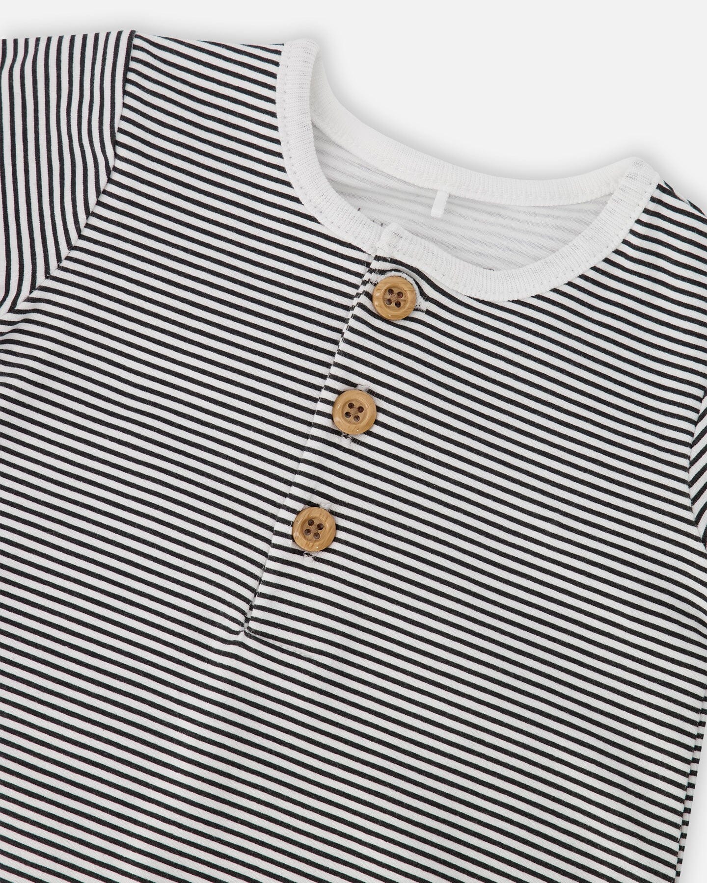 Cotton Jersey Romper Black And Off White Stripes