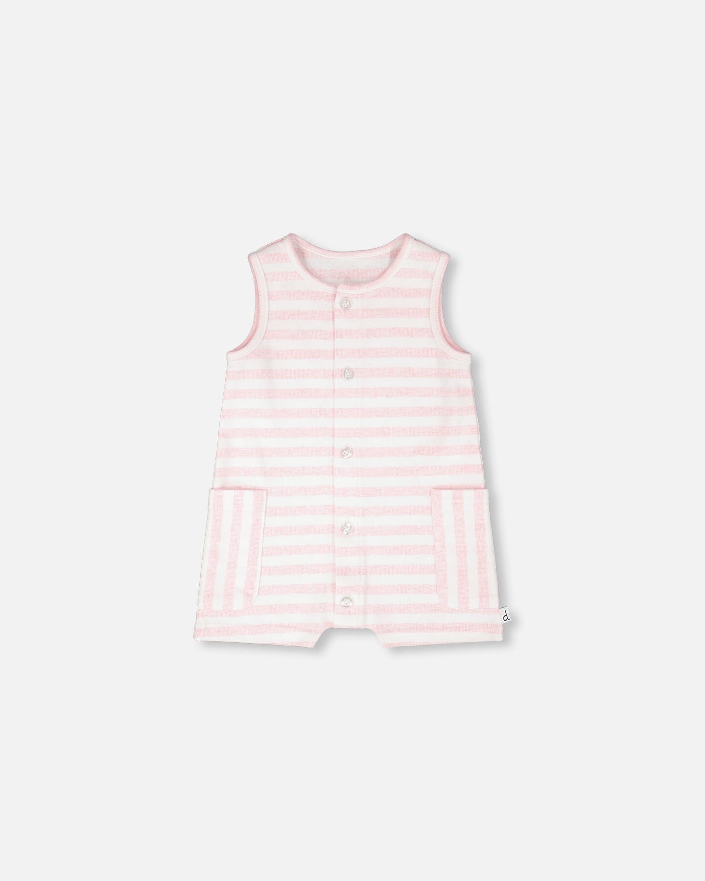 Cotton Striped Romper White And Pink Stripes