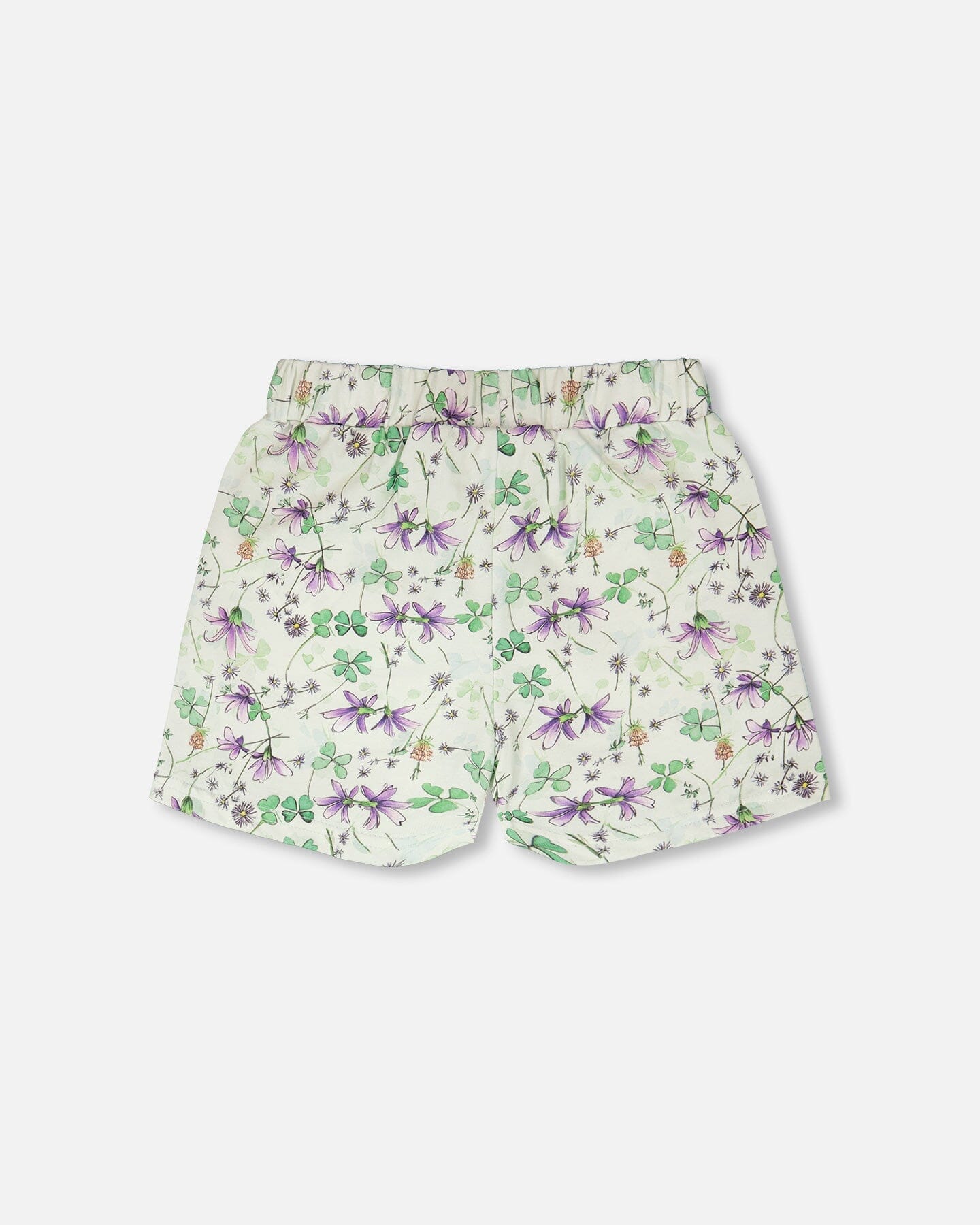 Jersey Shorts Green Printed Flowers
