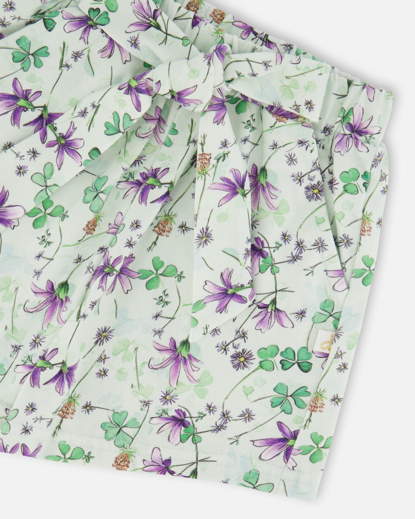 Jersey Shorts Green Printed Flowers