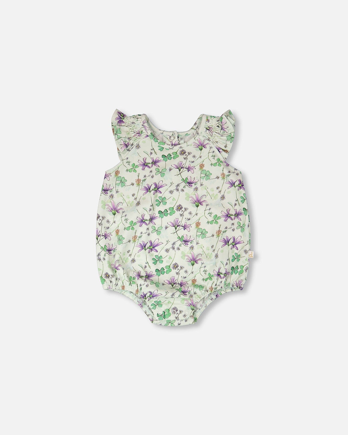 Jersey Romper Green Printed Flowers