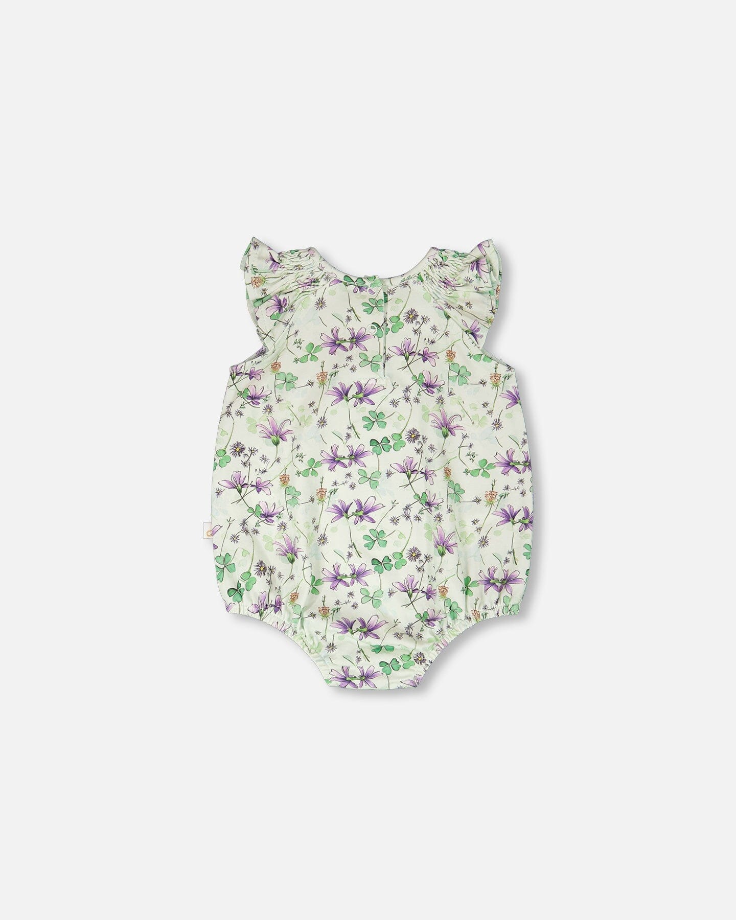 Jersey Romper Green Printed Flowers