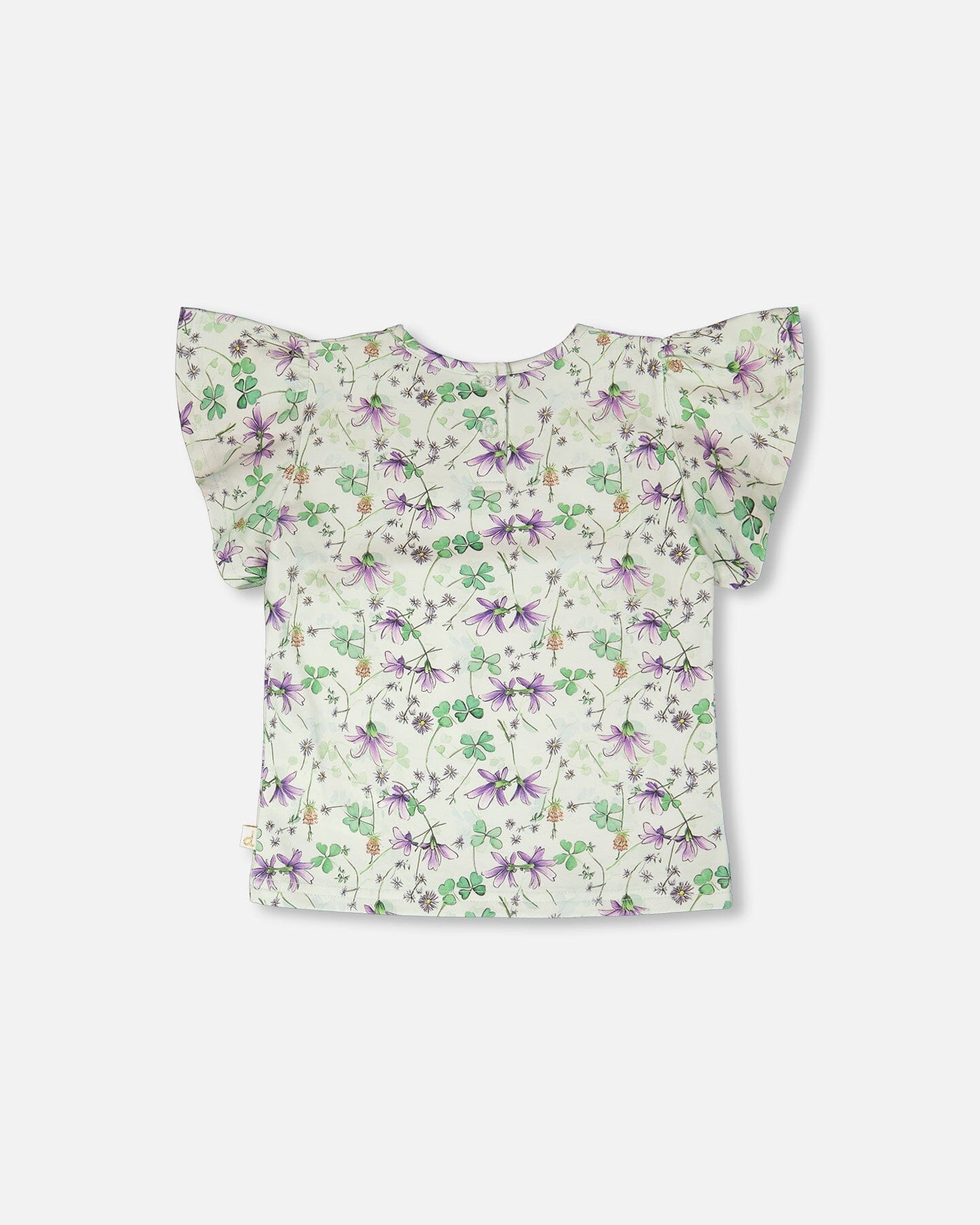 Jersey T-Shirt Green Printed Flowers