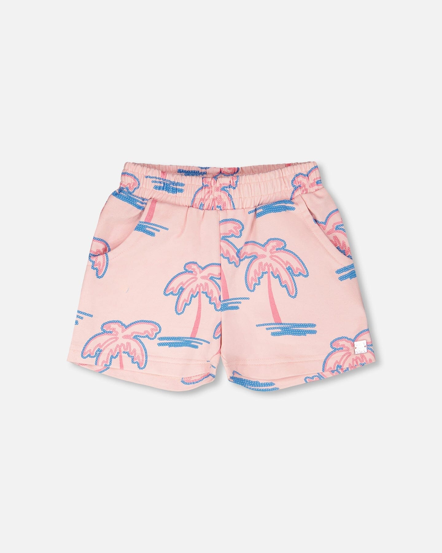 French Terry Shorts Light Pink Palm Print