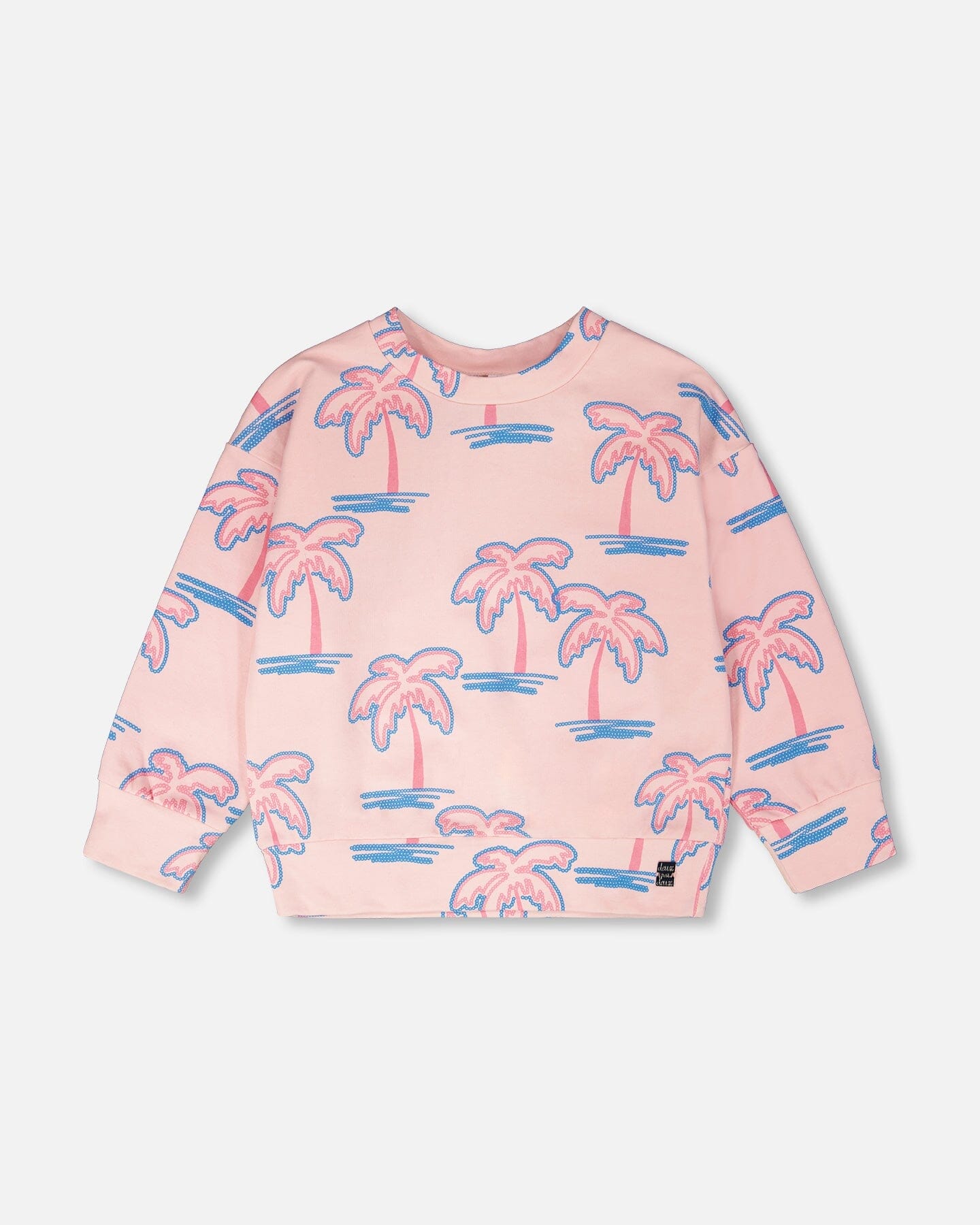 French Terry Sweatshirt Light Pink Palm Print