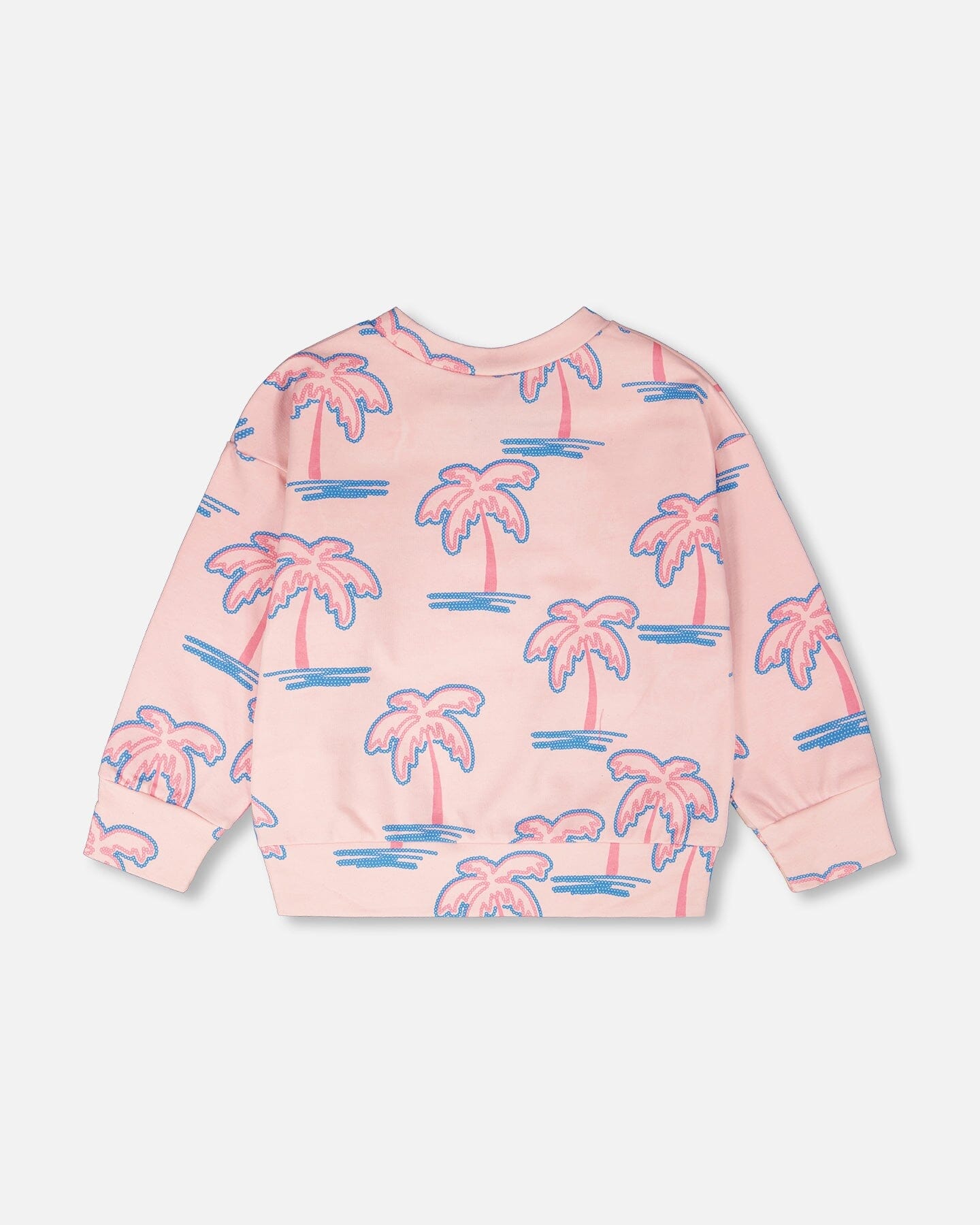 French Terry Sweatshirt Light Pink Palm Print