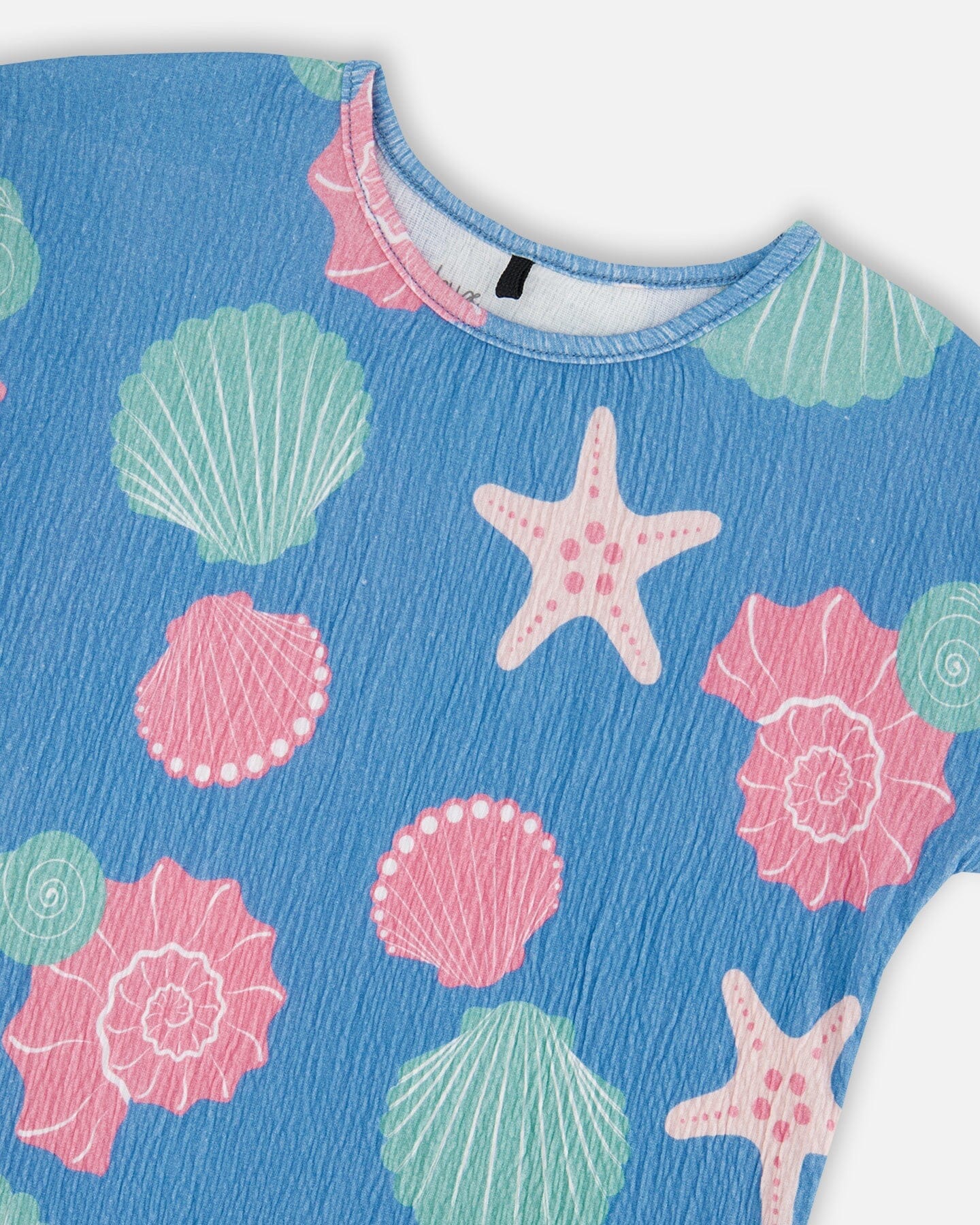 Crinkle Jersey T-Shirt Blue Shell Print