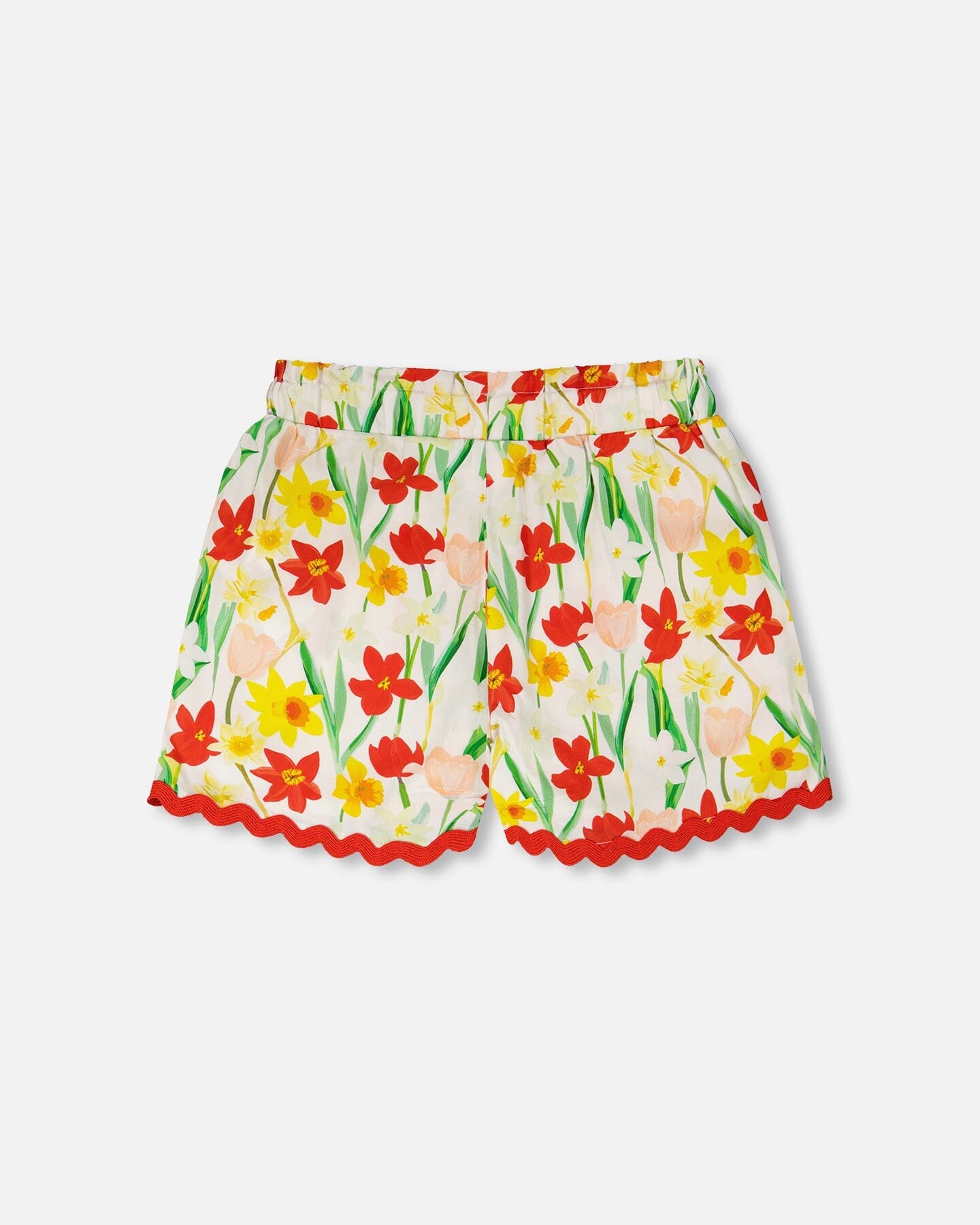 Viscose Shorts White Daffodil Print