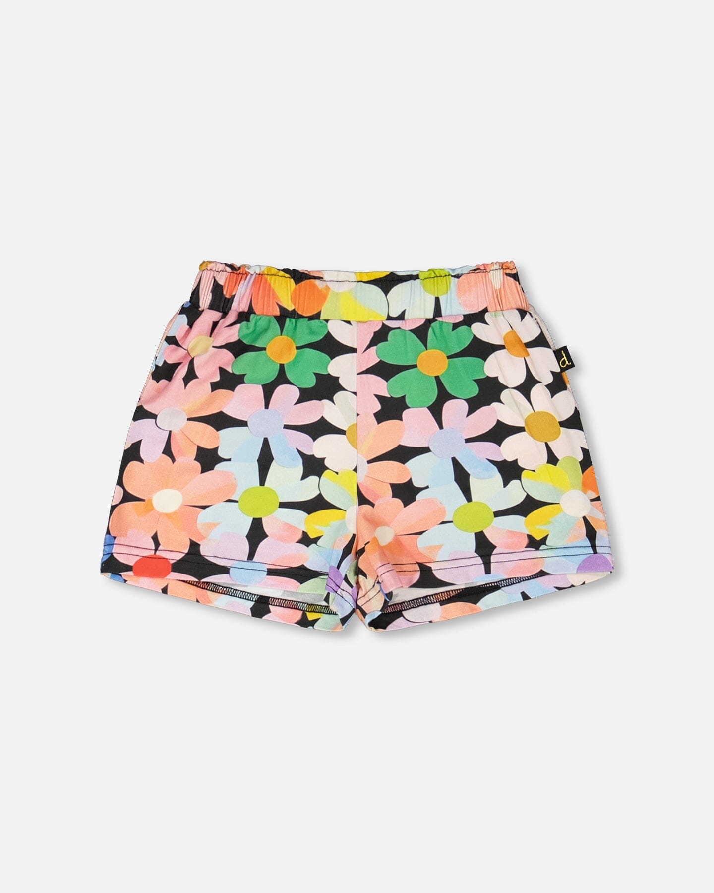 Jersey Shorts Black Printed Flowers