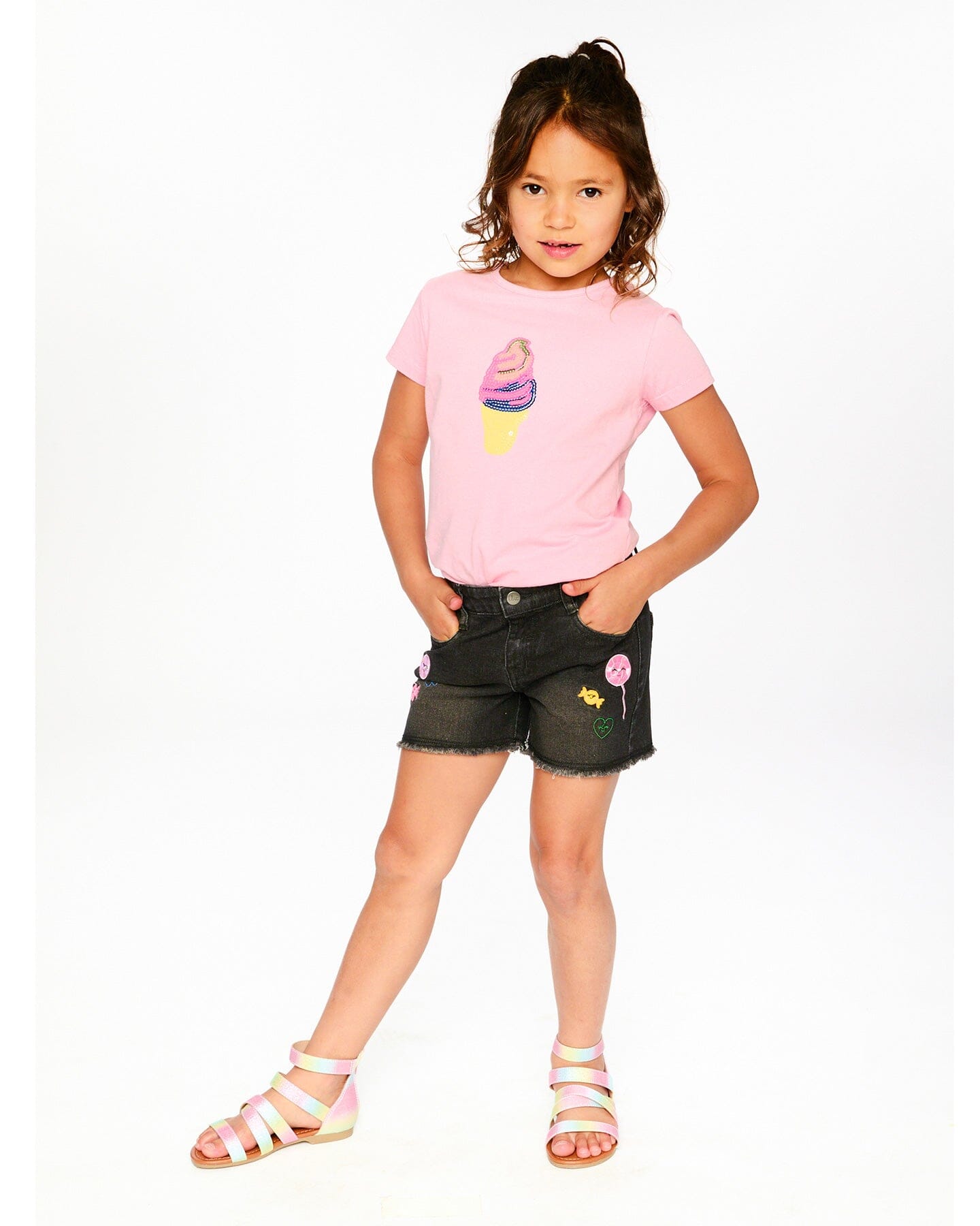 Organic Cotton Jersey Ice Cream T-Shirt Pink