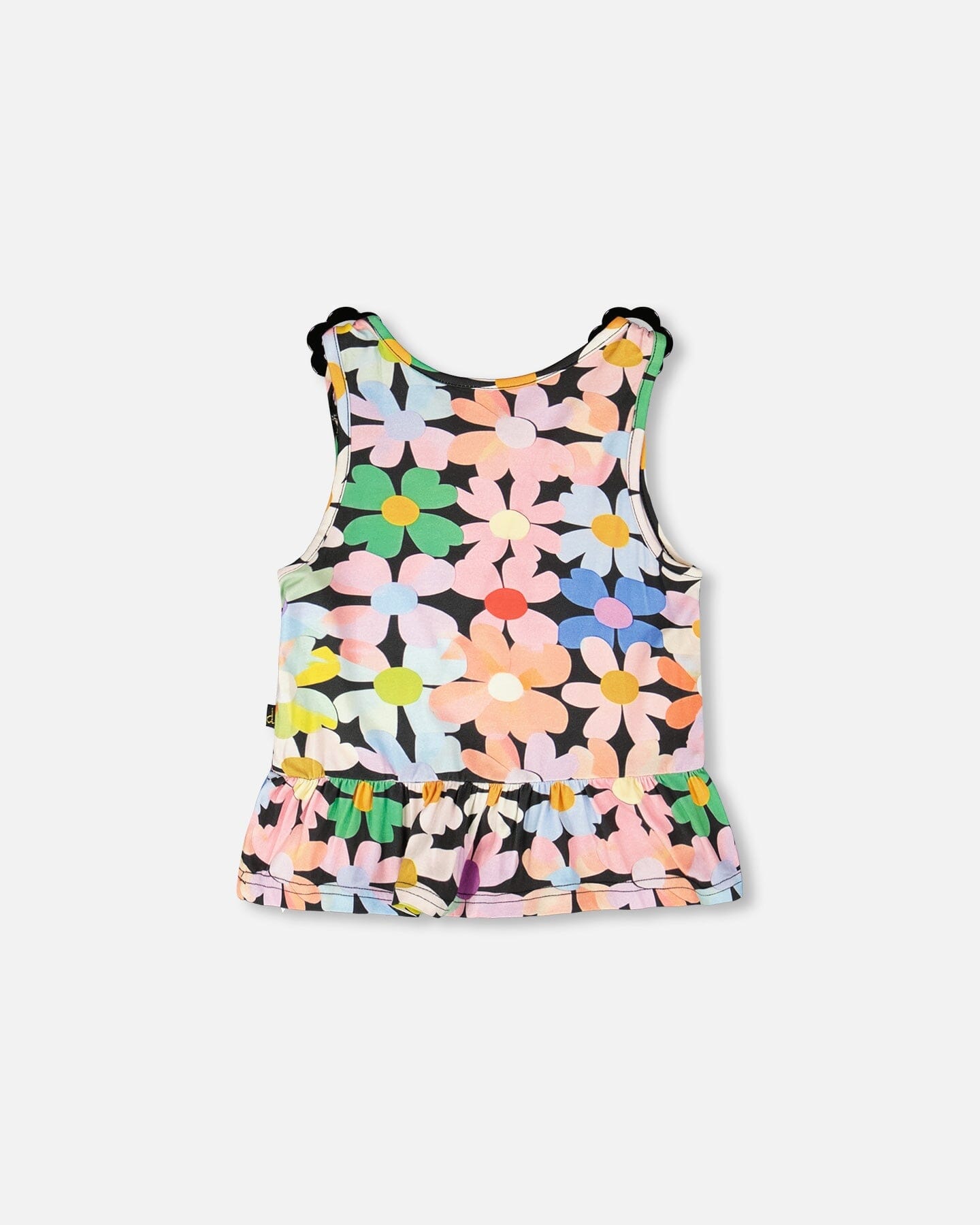 Jersey Tank Top Black Printed Flowers