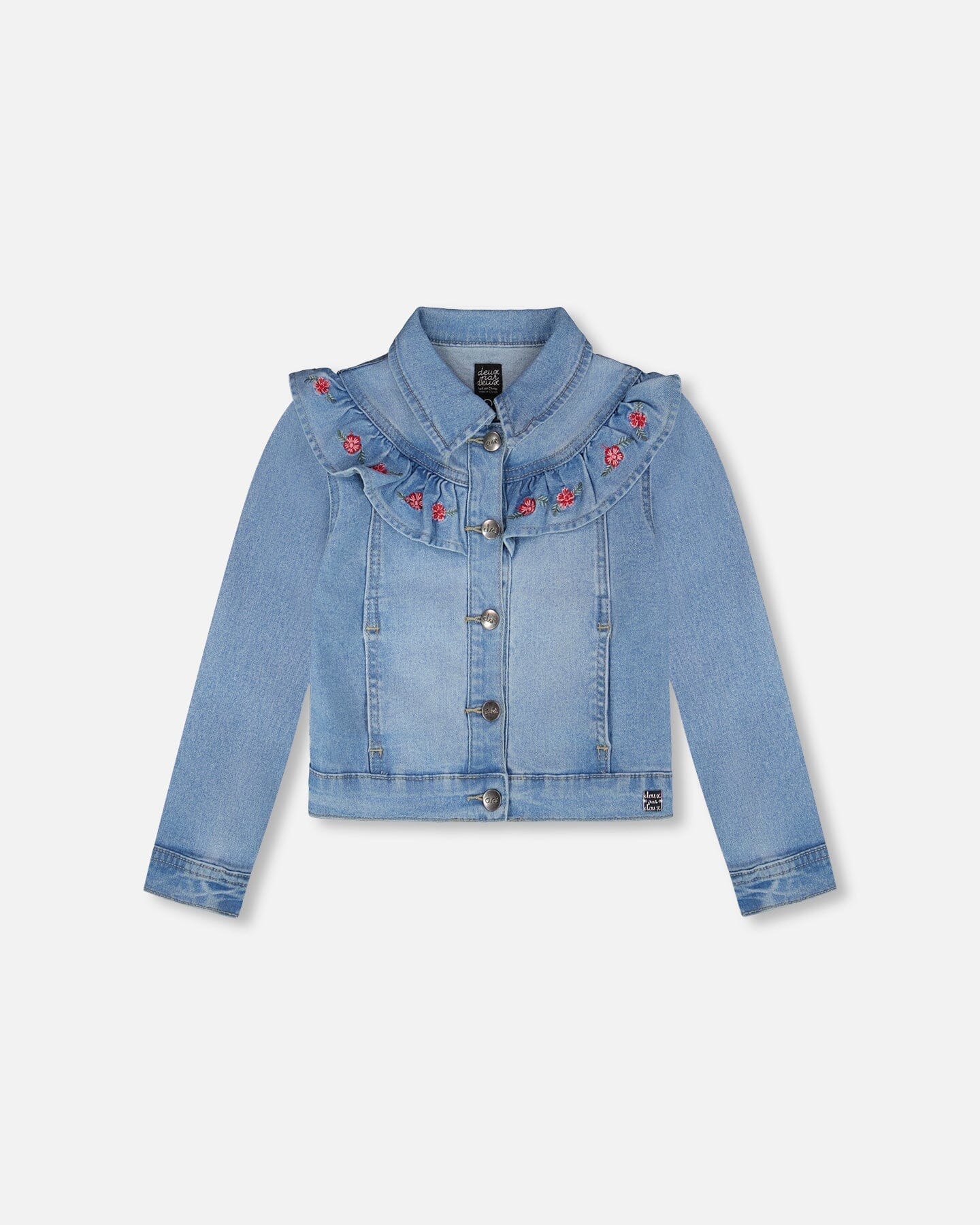 Light Blue Denim Jacket With Embroidery