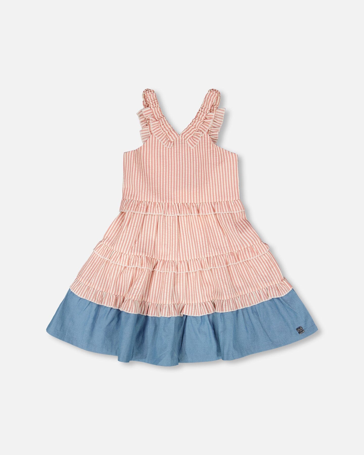 Poplin And Chambray Dress Off White And Pink Stripes
