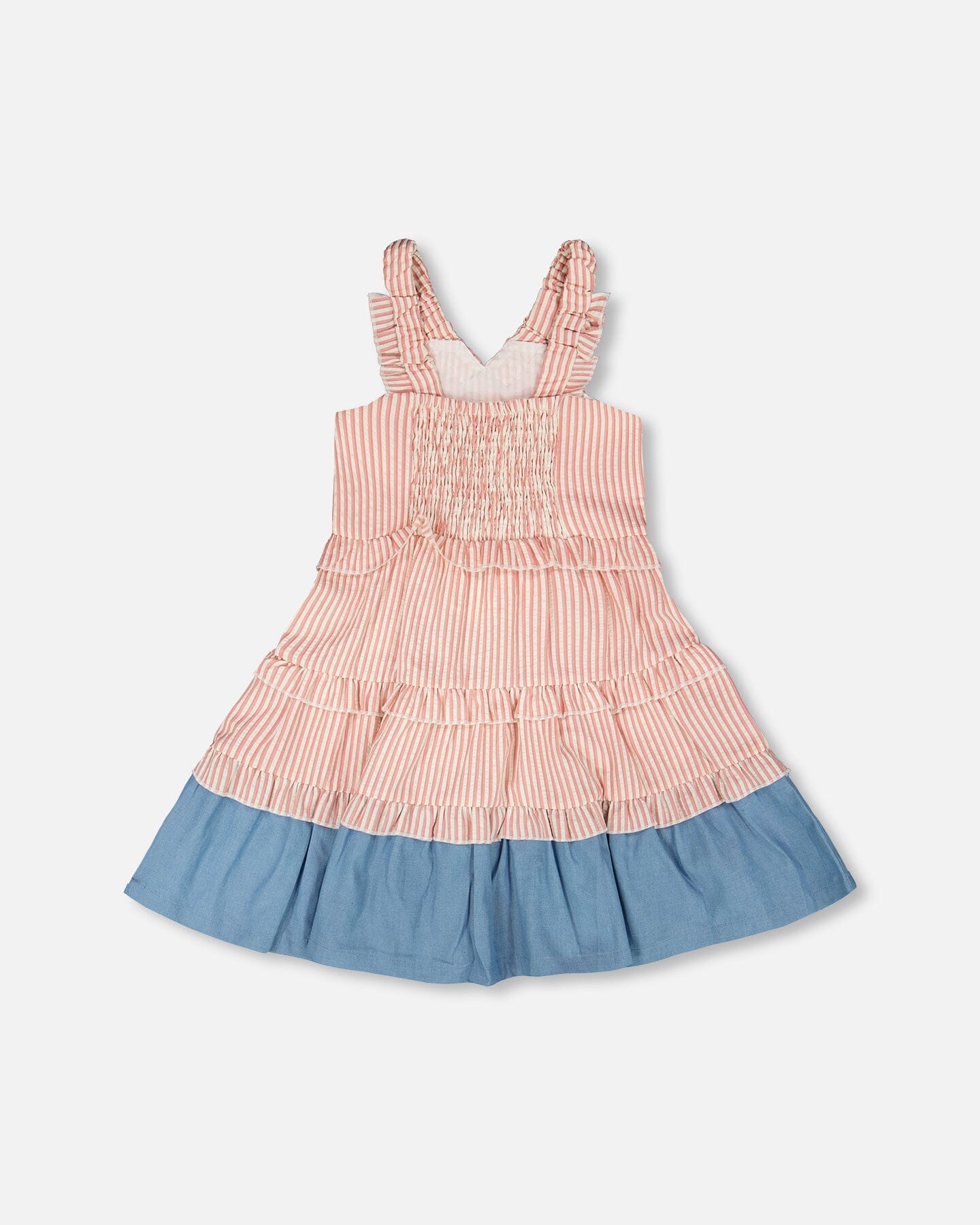 Poplin And Chambray Dress Off White And Pink Stripes