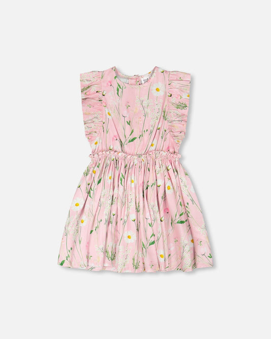 Viscose Dress Pink Printed Flowers