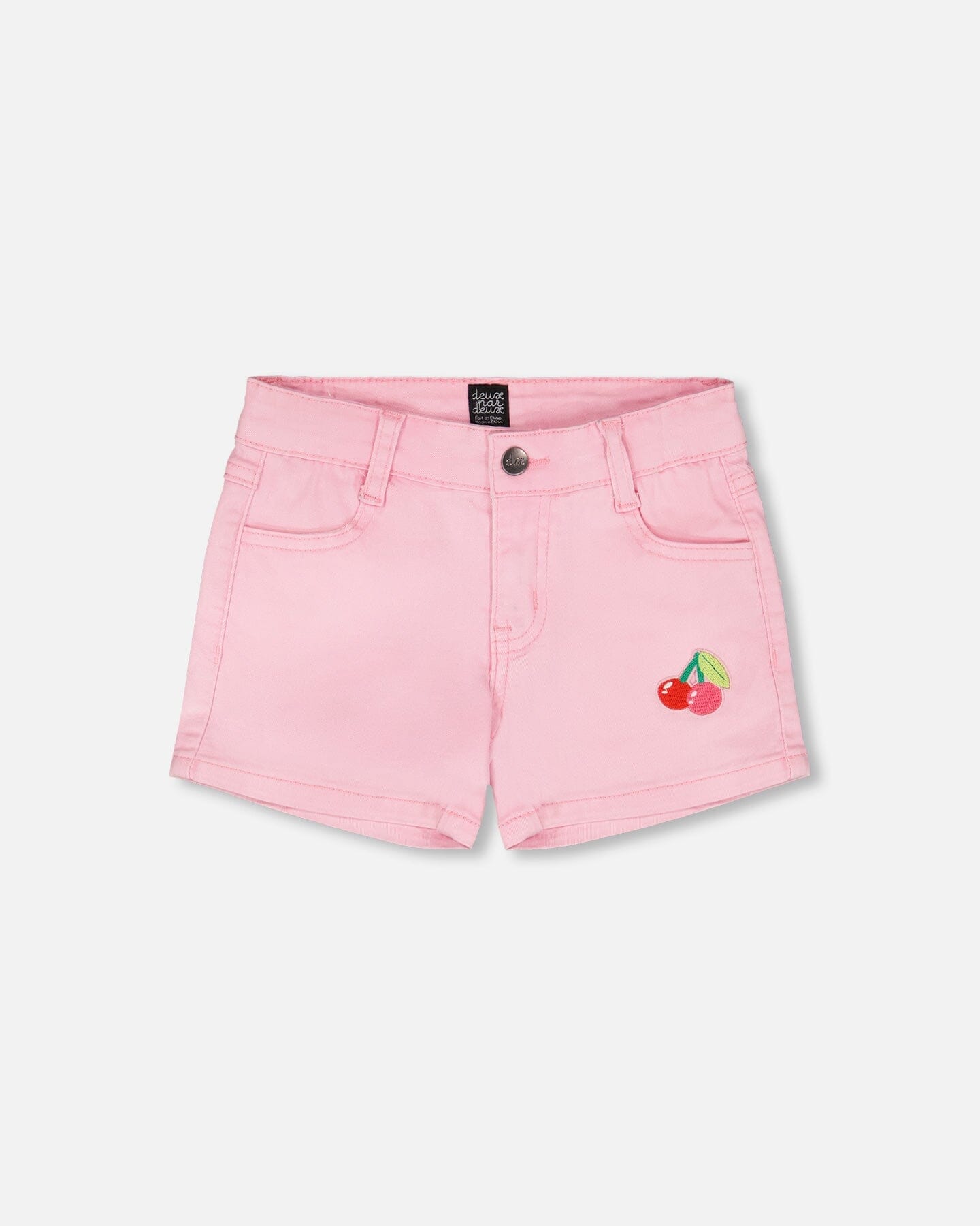 Pink Denim Shorts With Embroidery