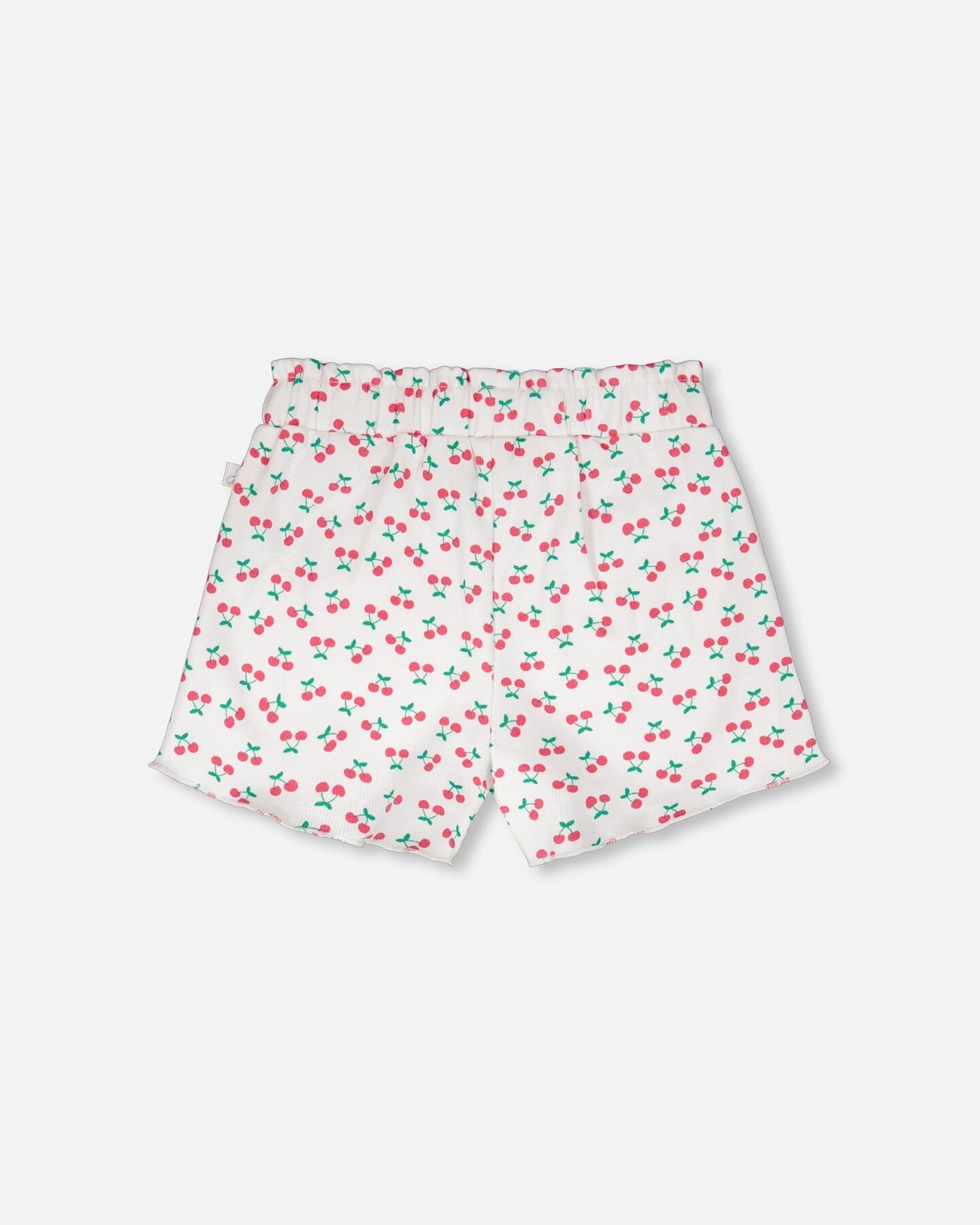 Rib Shorts White Printed Cherries