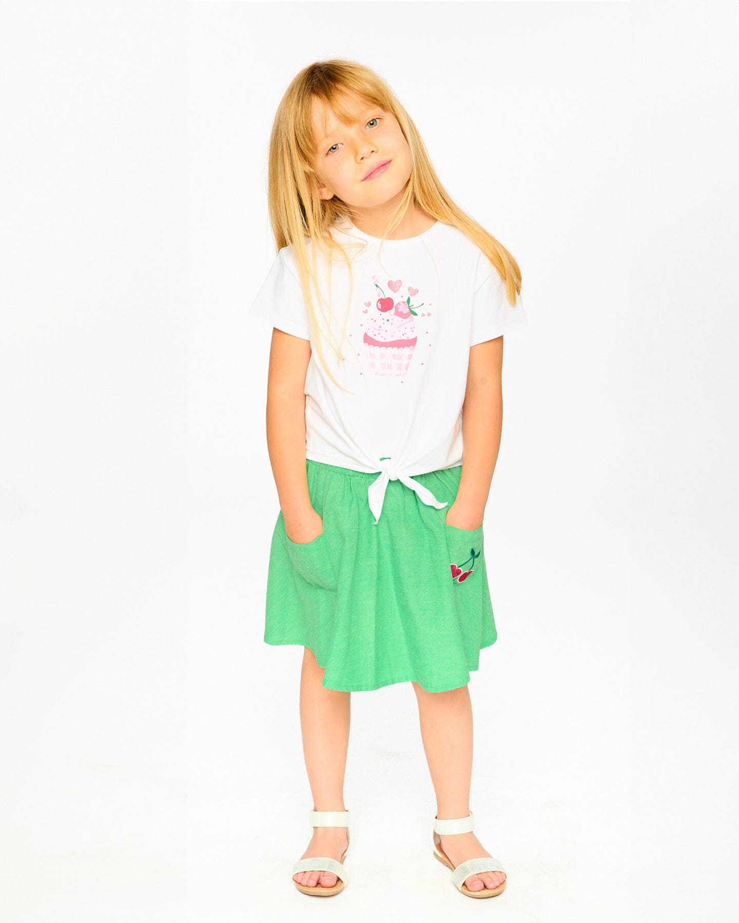 Organic Cotton Skort With Embroidery Green