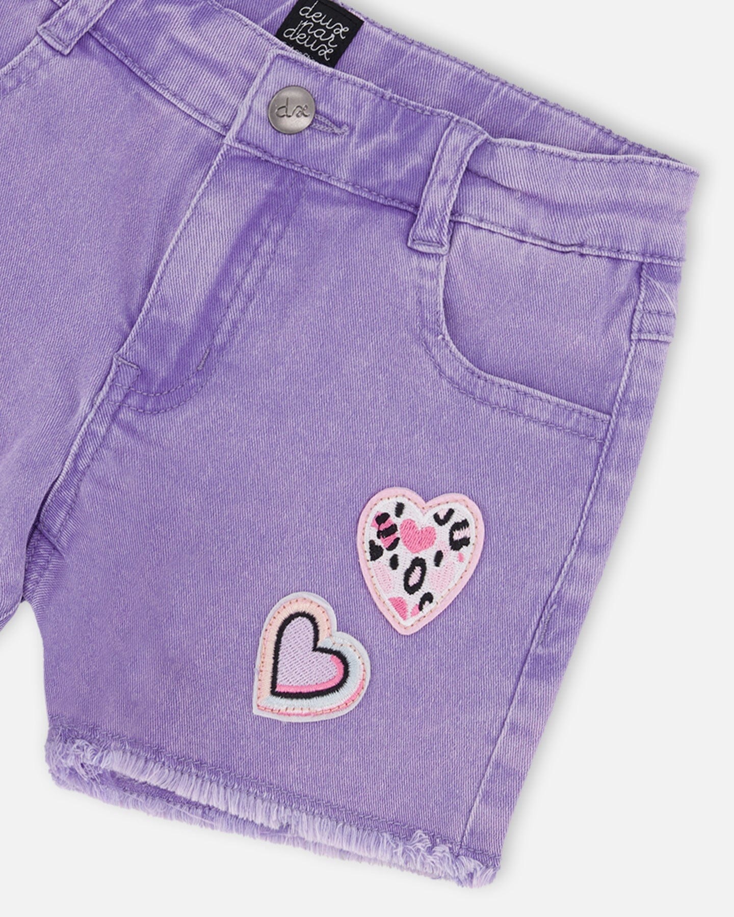 Mauve Denim Shorts With Embroidery