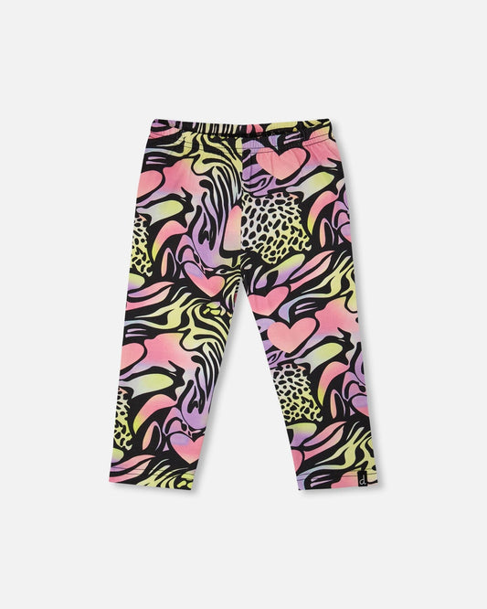 Organic Cotton Jersey Capri Black Printed Multicolor