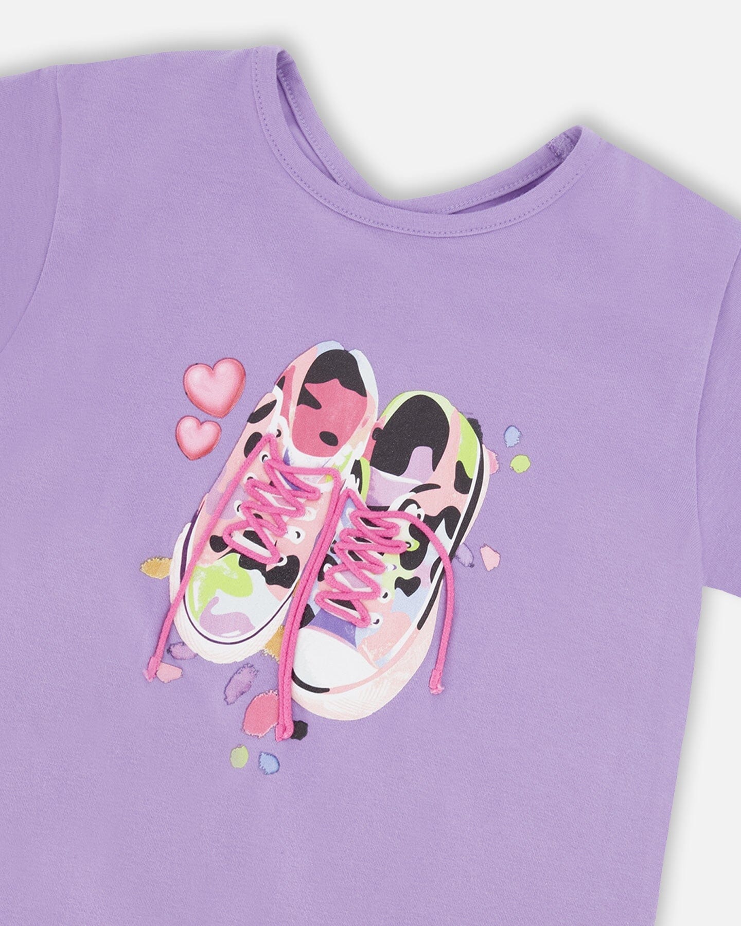 Organic Cotton Jersey T-Shirt Mauve With Sneakers