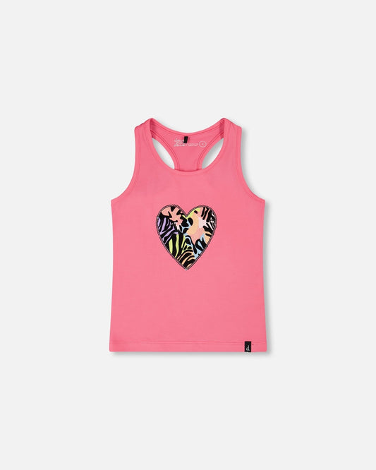 Organic Cotton Jersey Tank Top Pink With Screen Print
