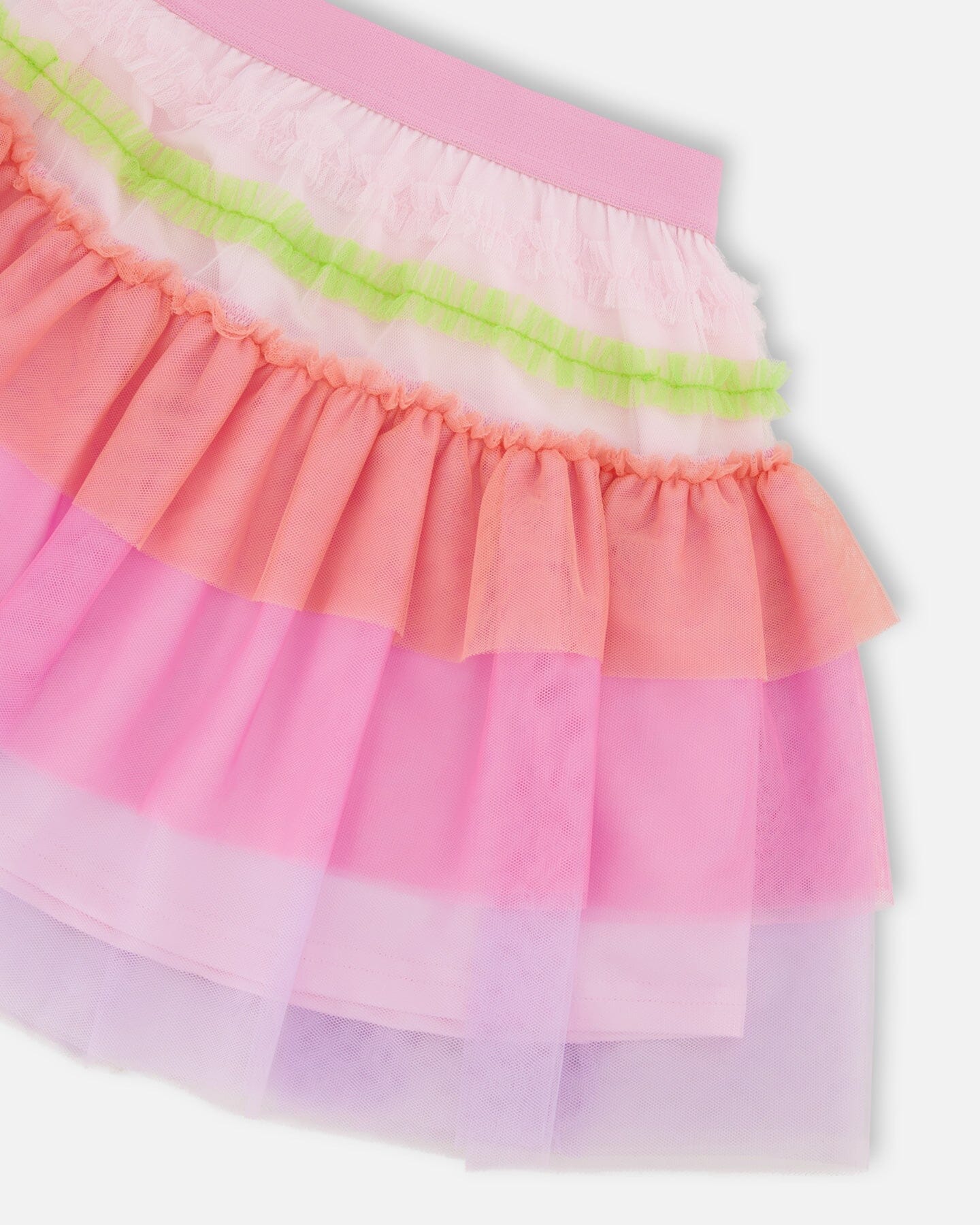 Mesh Skirt With Multicolor Frills