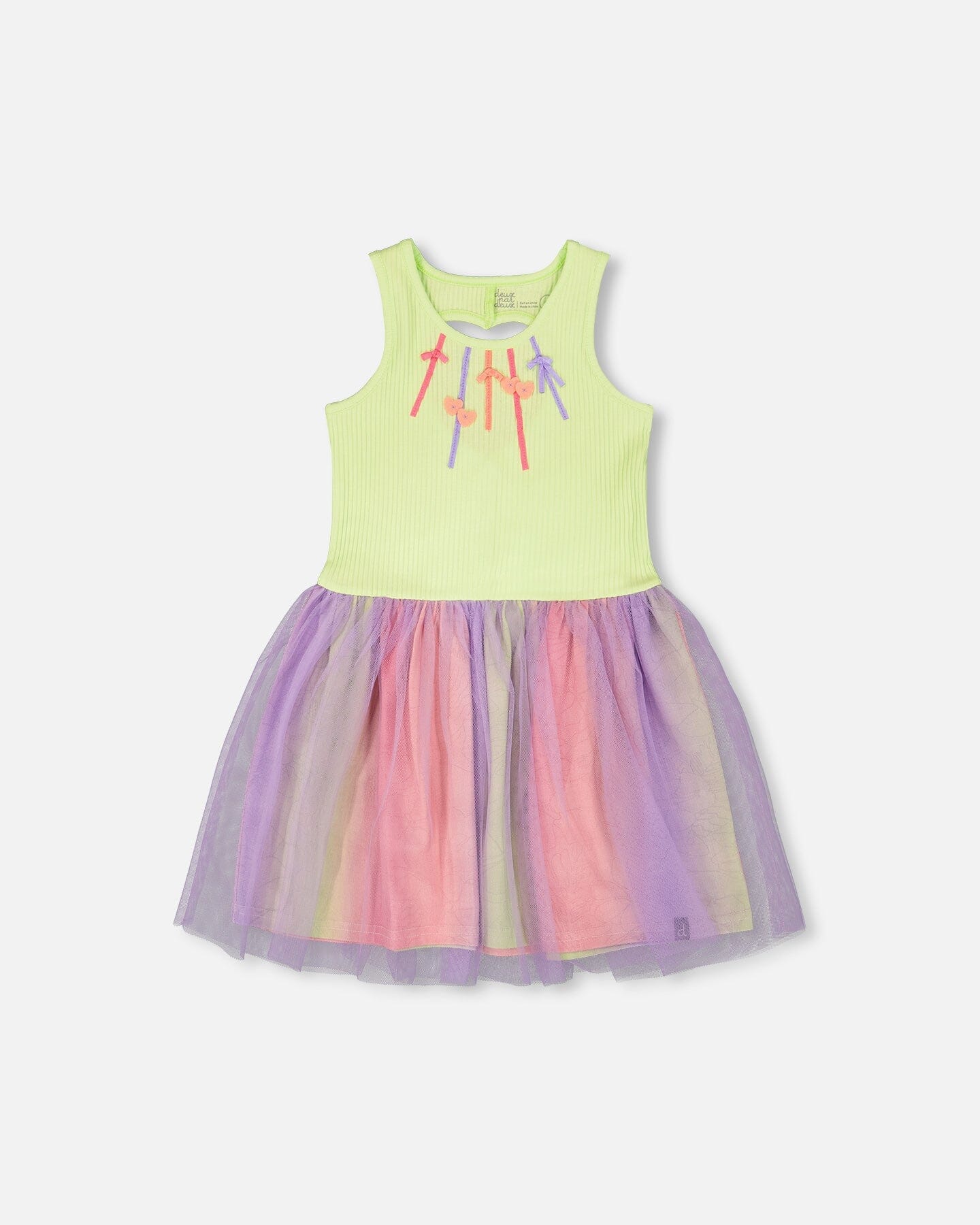 Sleeveless Bi-Material Dress Lime Green
