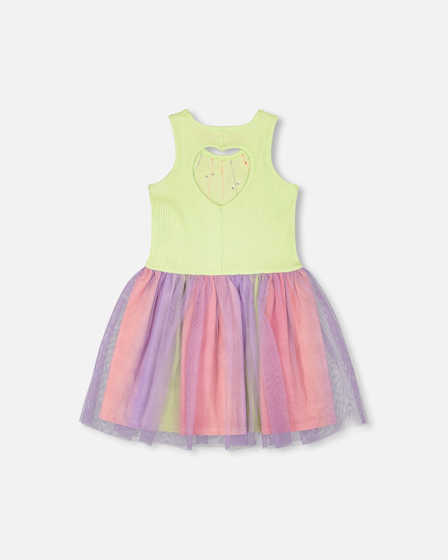 Sleeveless Bi-Material Dress Lime Green