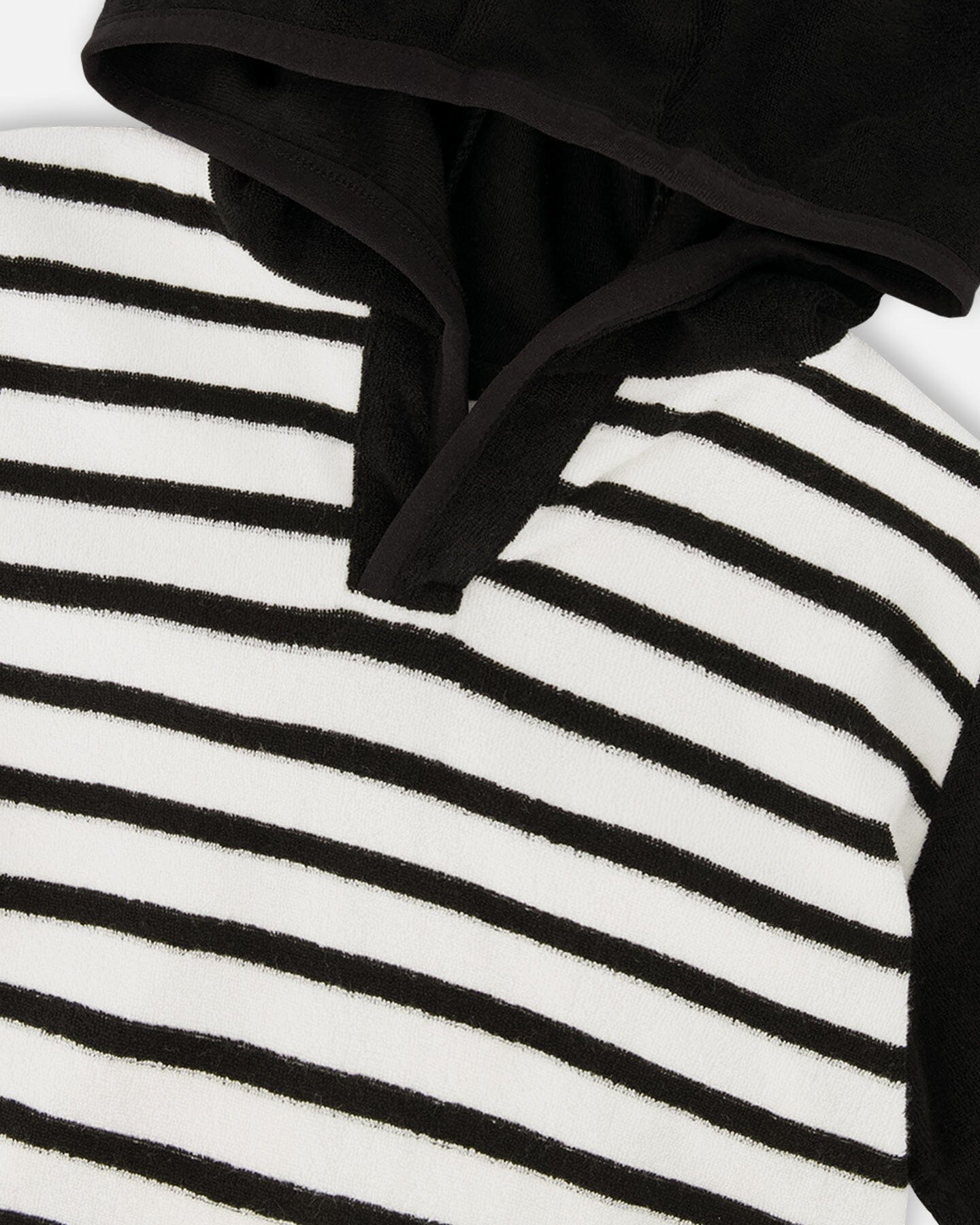 Hooded Terry T-Shirt With Shorts Set Black And White Stripes