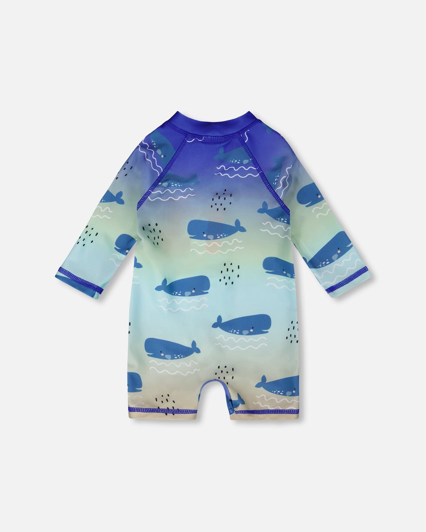 Baby And Toddlers One-Piece Long Sleeve Rashguard Blue Whale Print