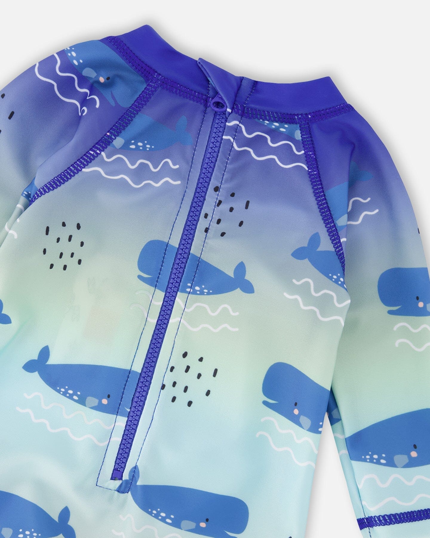 Baby And Toddlers One-Piece Long Sleeve Rashguard Blue Whale Print
