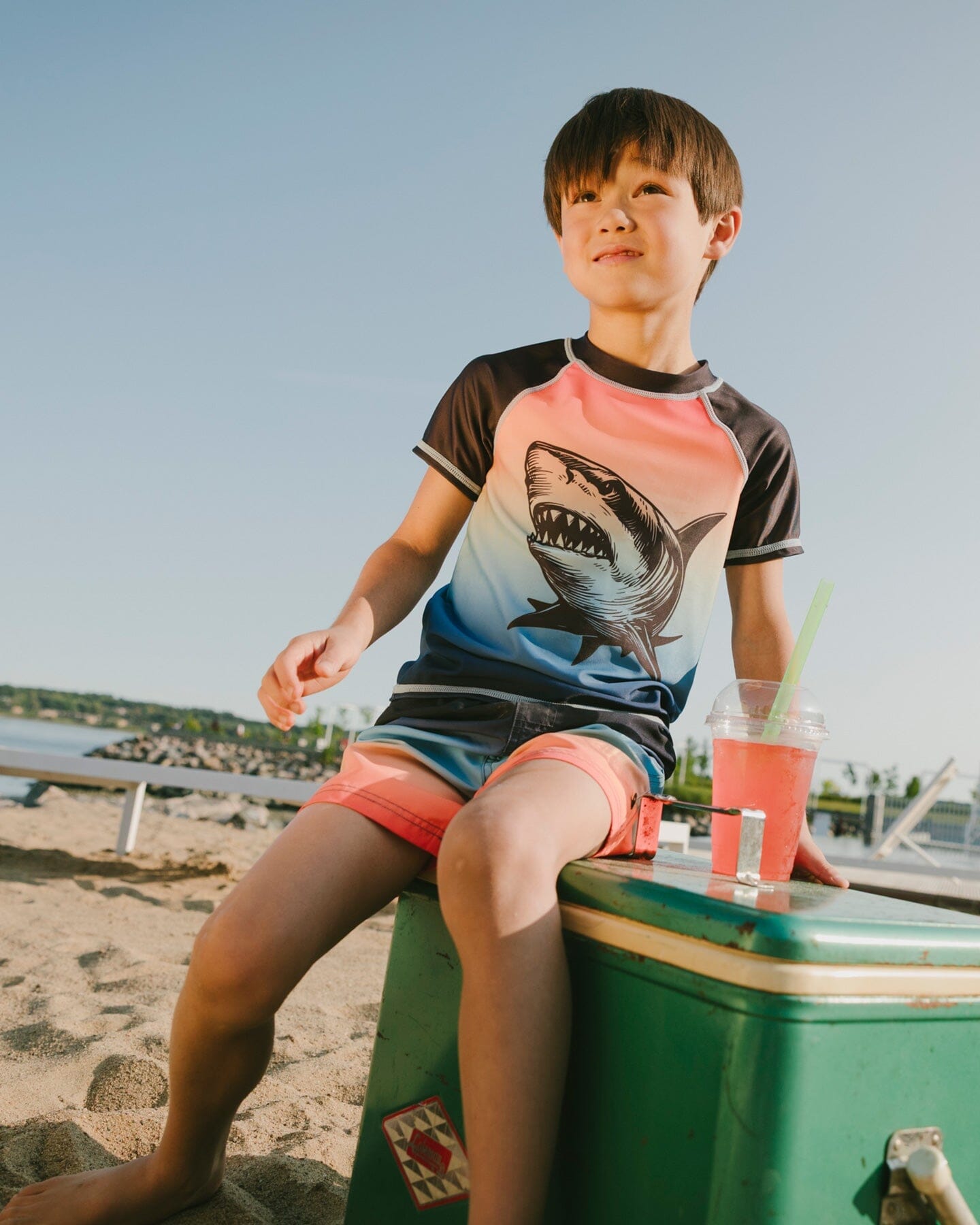 Swim Trunks Blue And Orange Gradient
