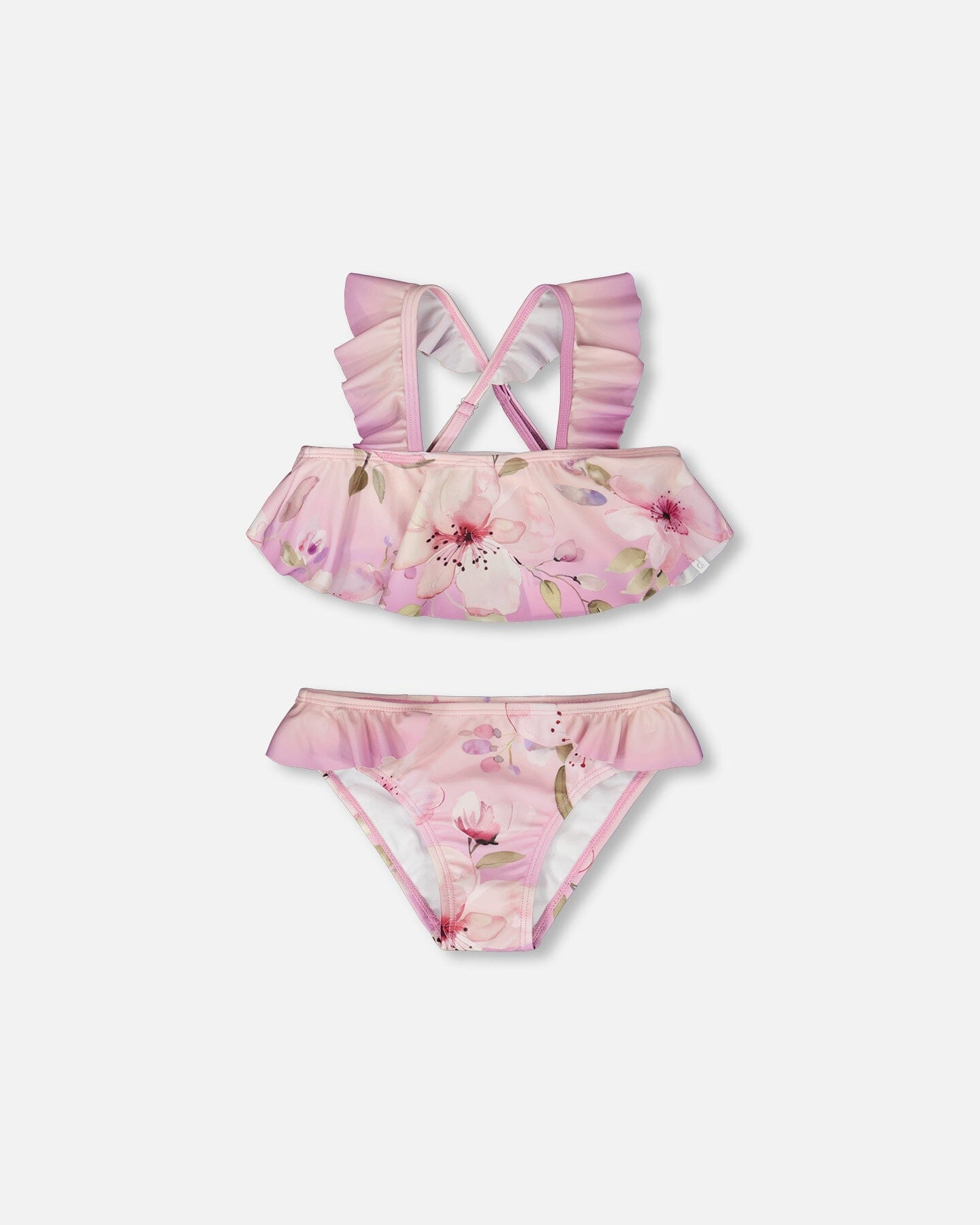 Two-Piece Swimsuit Purple Flower Print