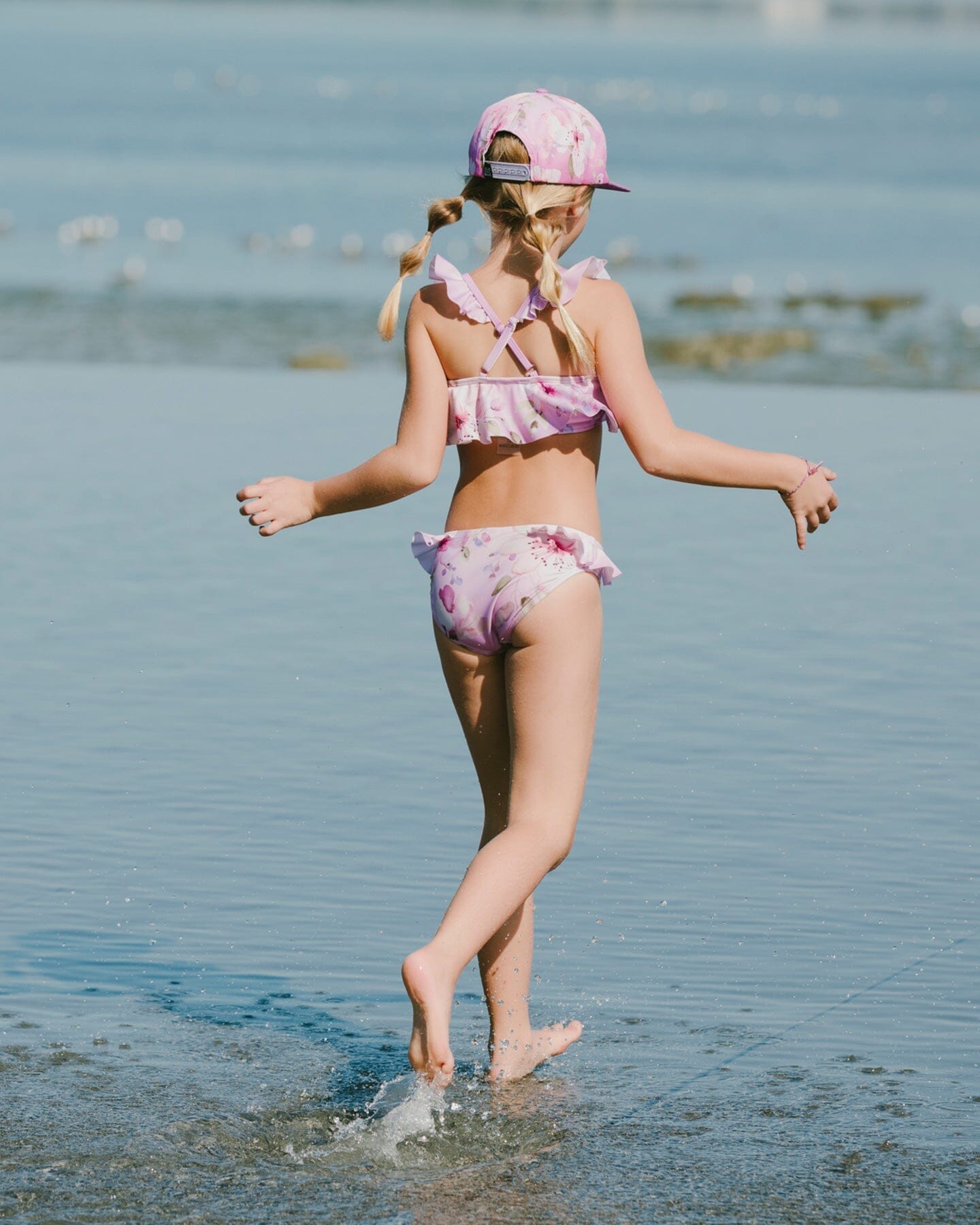 Two-Piece Swimsuit Purple Flower Print