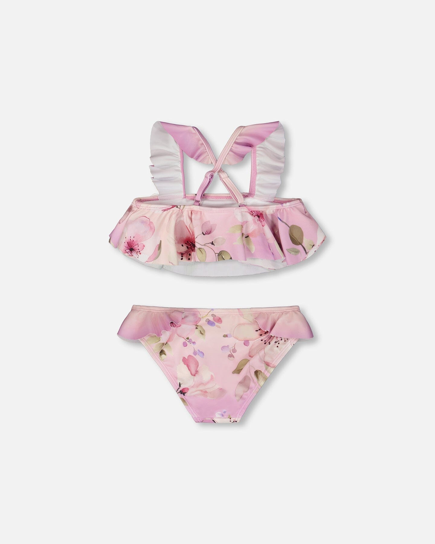 Two-Piece Swimsuit Purple Flower Print