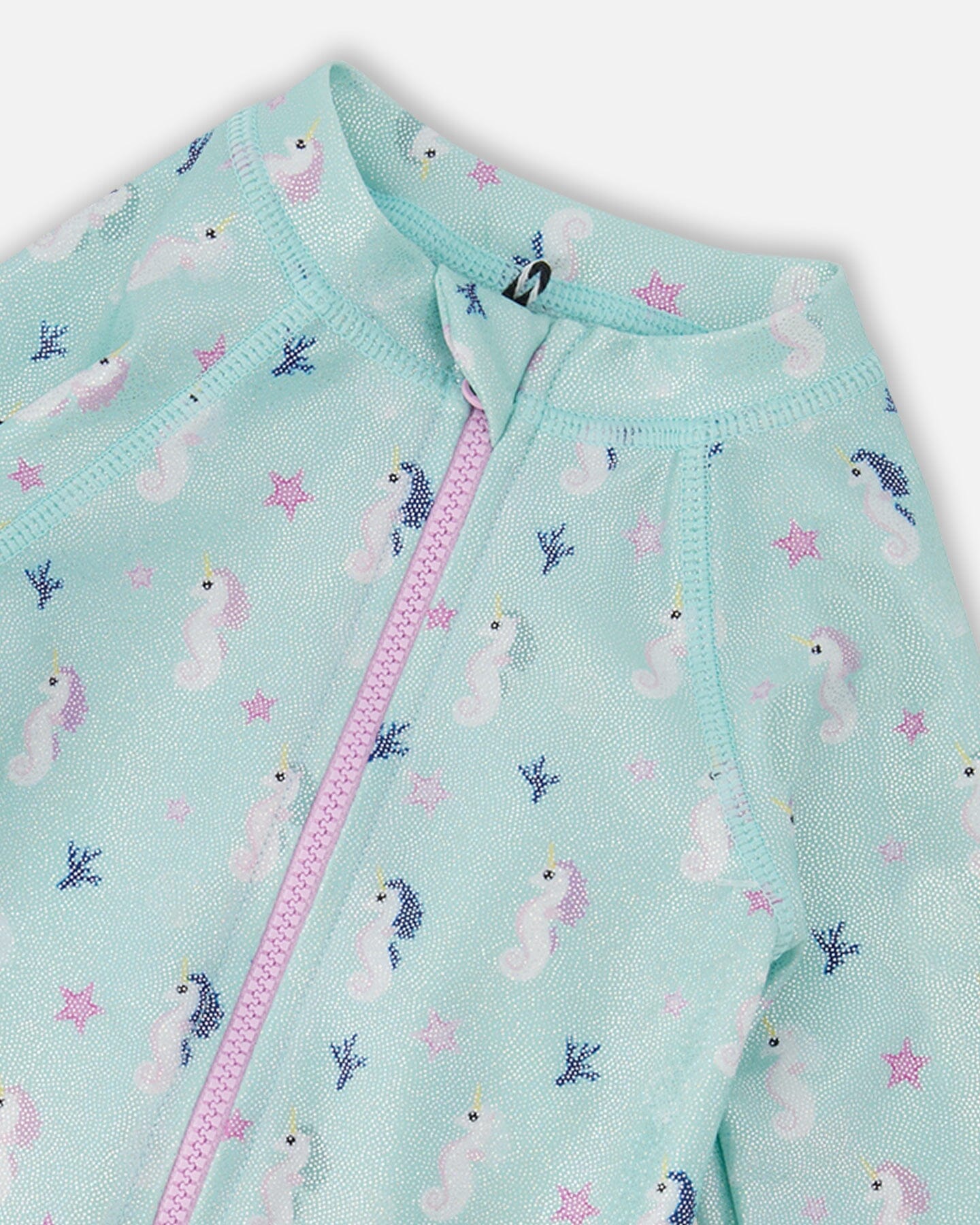 Baby And Toddler One-Piece Long Sleeve Rashguard Blue Seahorse Print