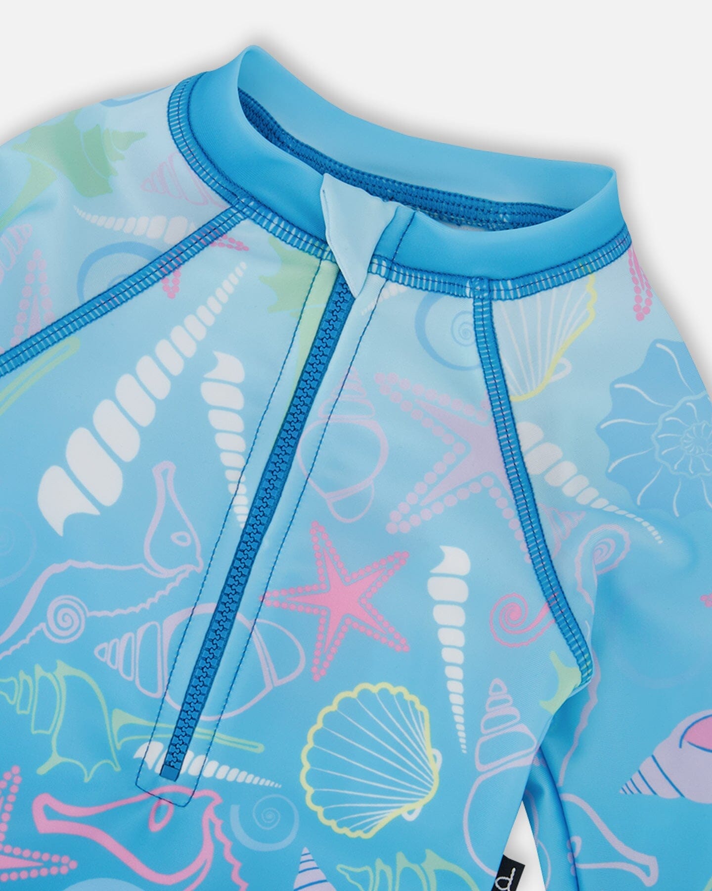 Baby And Toddler One-Piece Long Sleeve Rashguard Blue Shell Print
