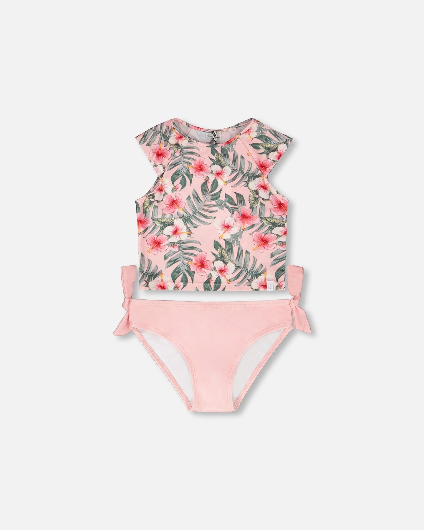 Two-Piece Swimsuit Pink Hibiscus Print