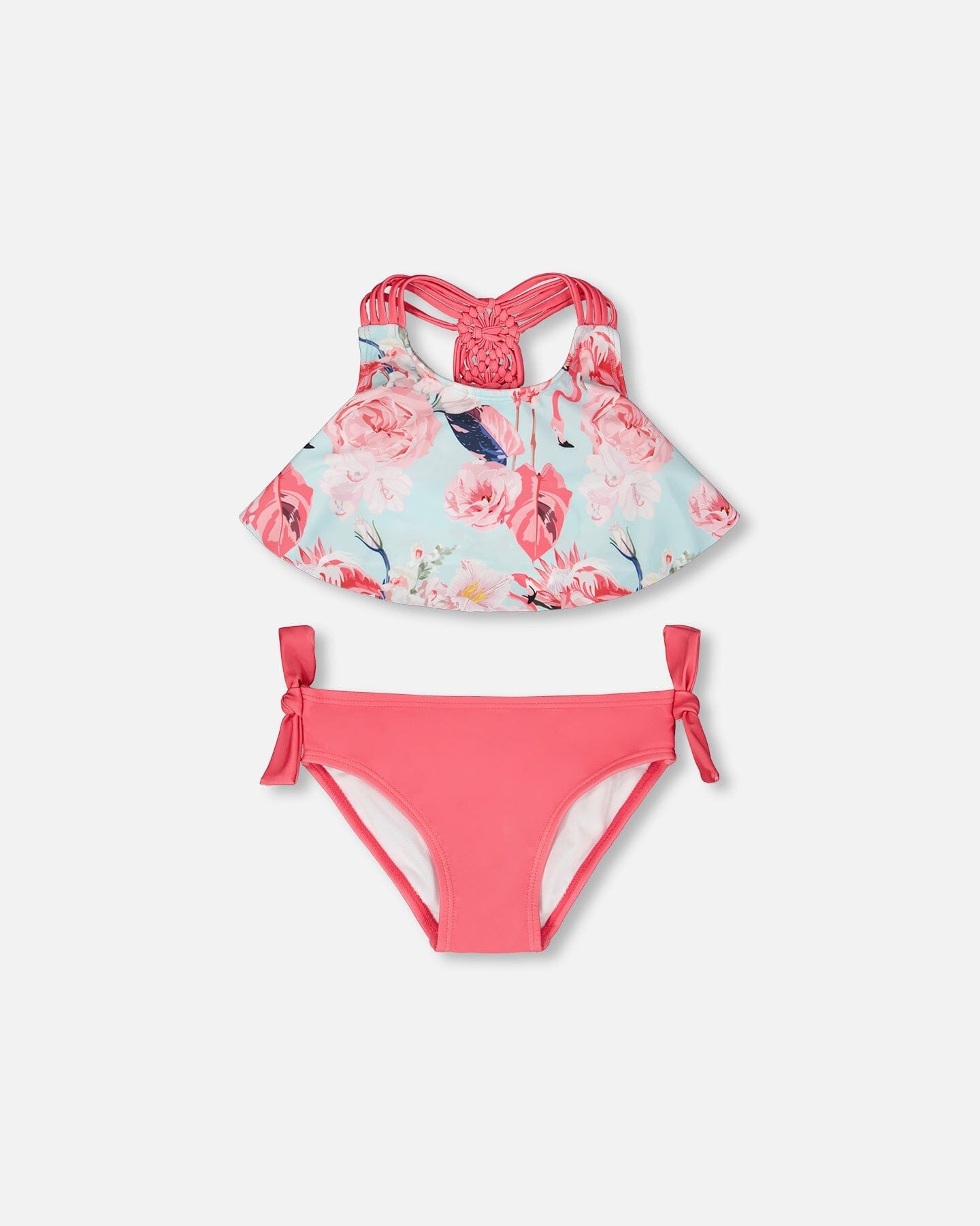 Two-Piece Swimsuit Blue Flamingo Print