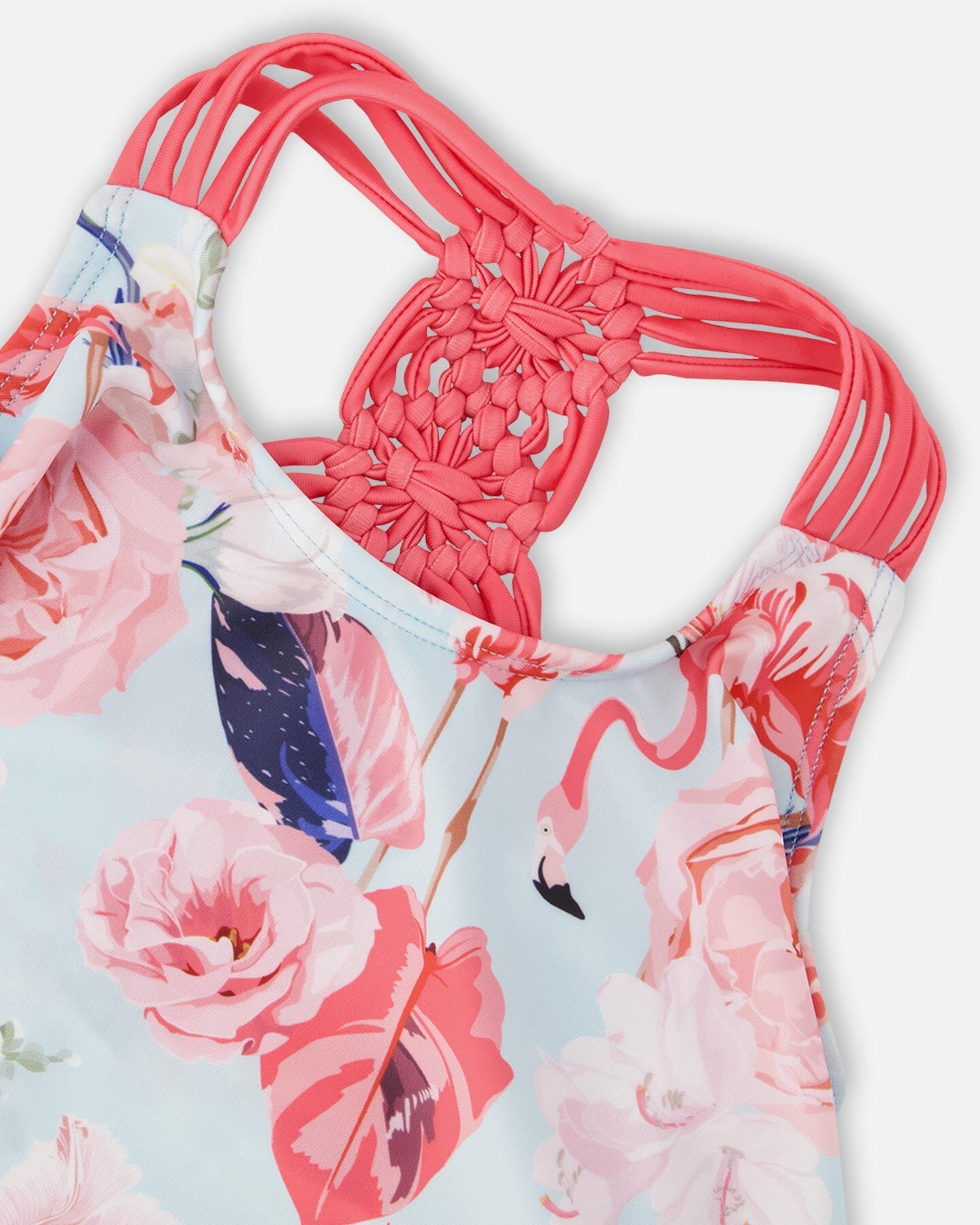 Two-Piece Swimsuit Blue Flamingo Print